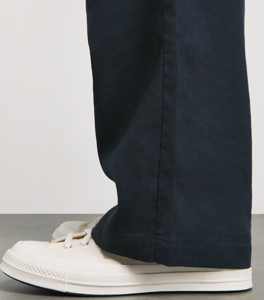 Oliver Spencer Mens Oxford Pleated Drawstring Trousers Navy Image 3