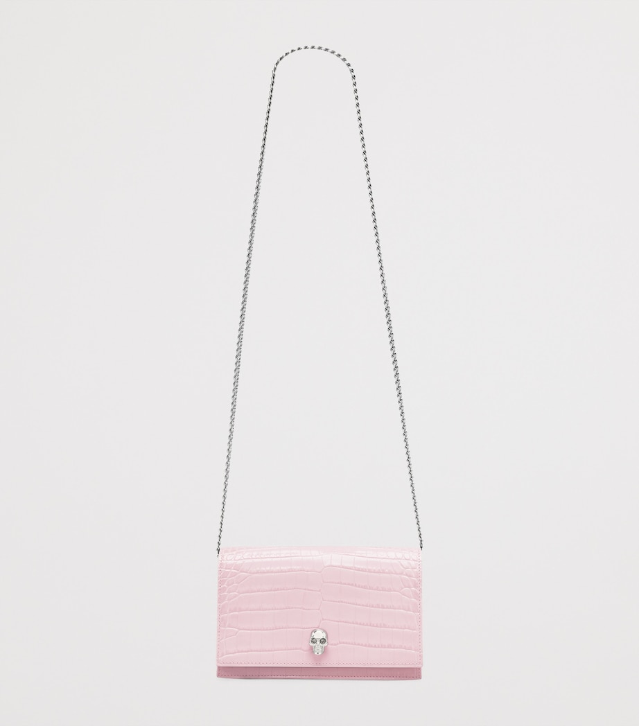 Small Croc-Embossed Skull Cross-Body Bag 5815 Image 4