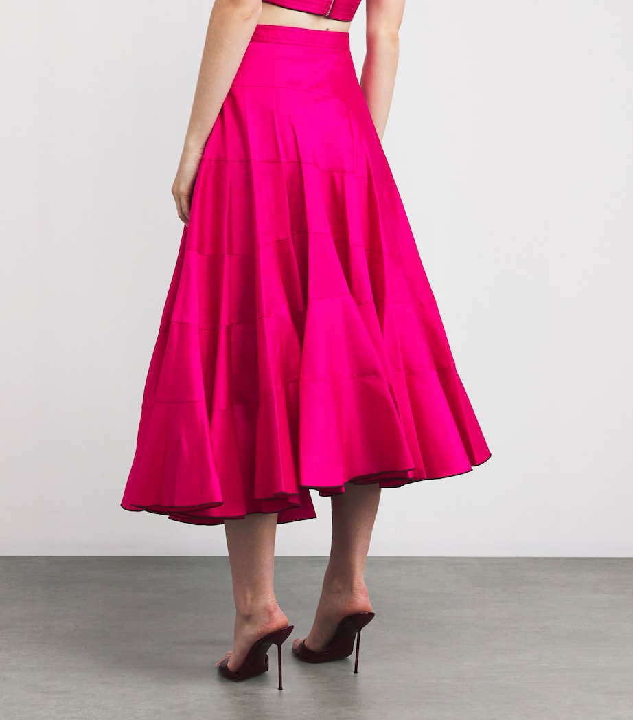 Silk Voile Flared Midi Skirt 654 BOLD PINK Image 4