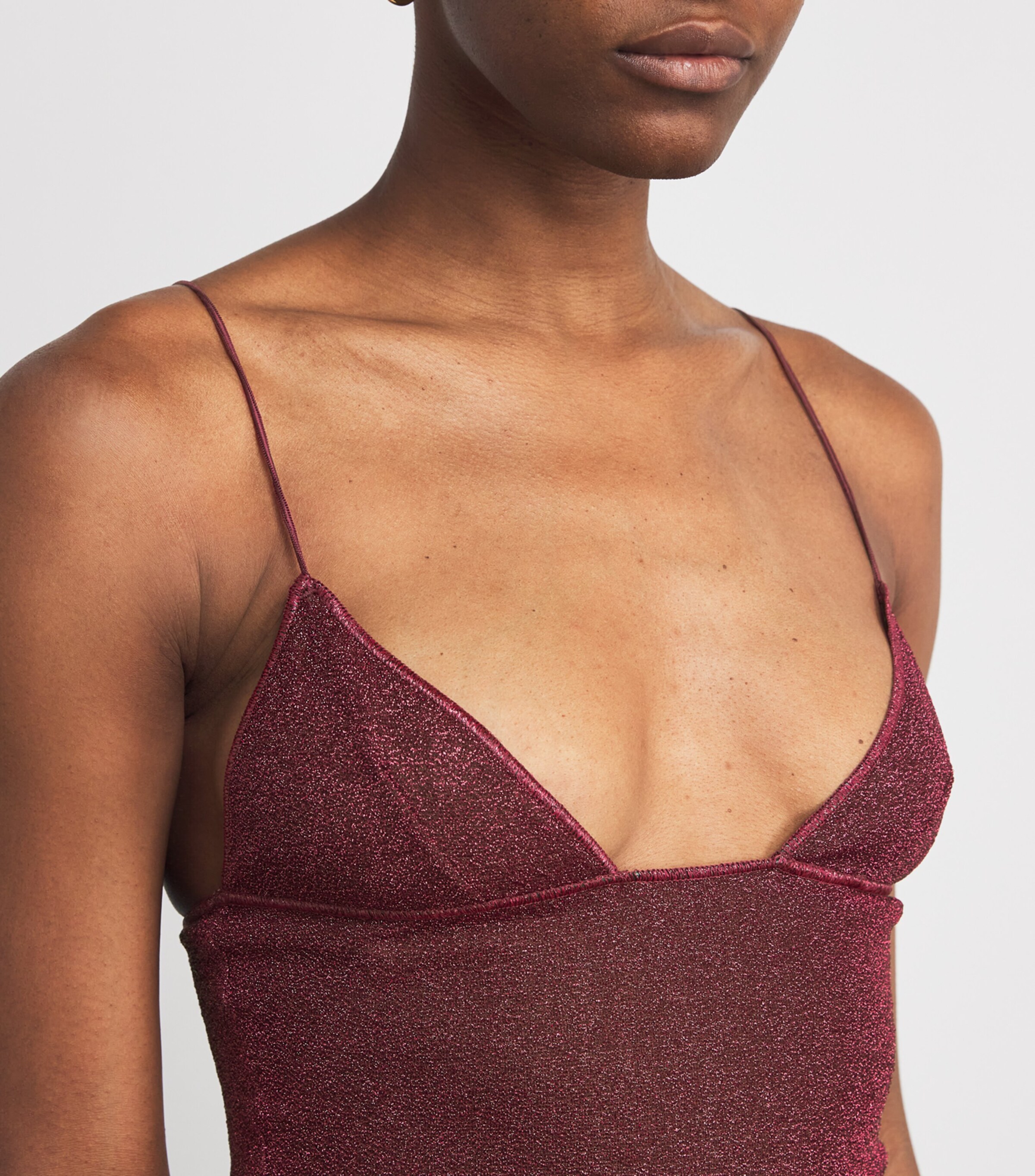 Lumière Feather Mini Dress BURGUNDY Image 4