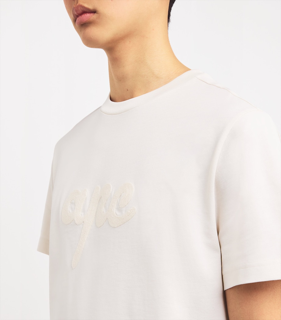 A.P.C. Mens Cotton Logo T-Shirt Aae Mastic Image 6