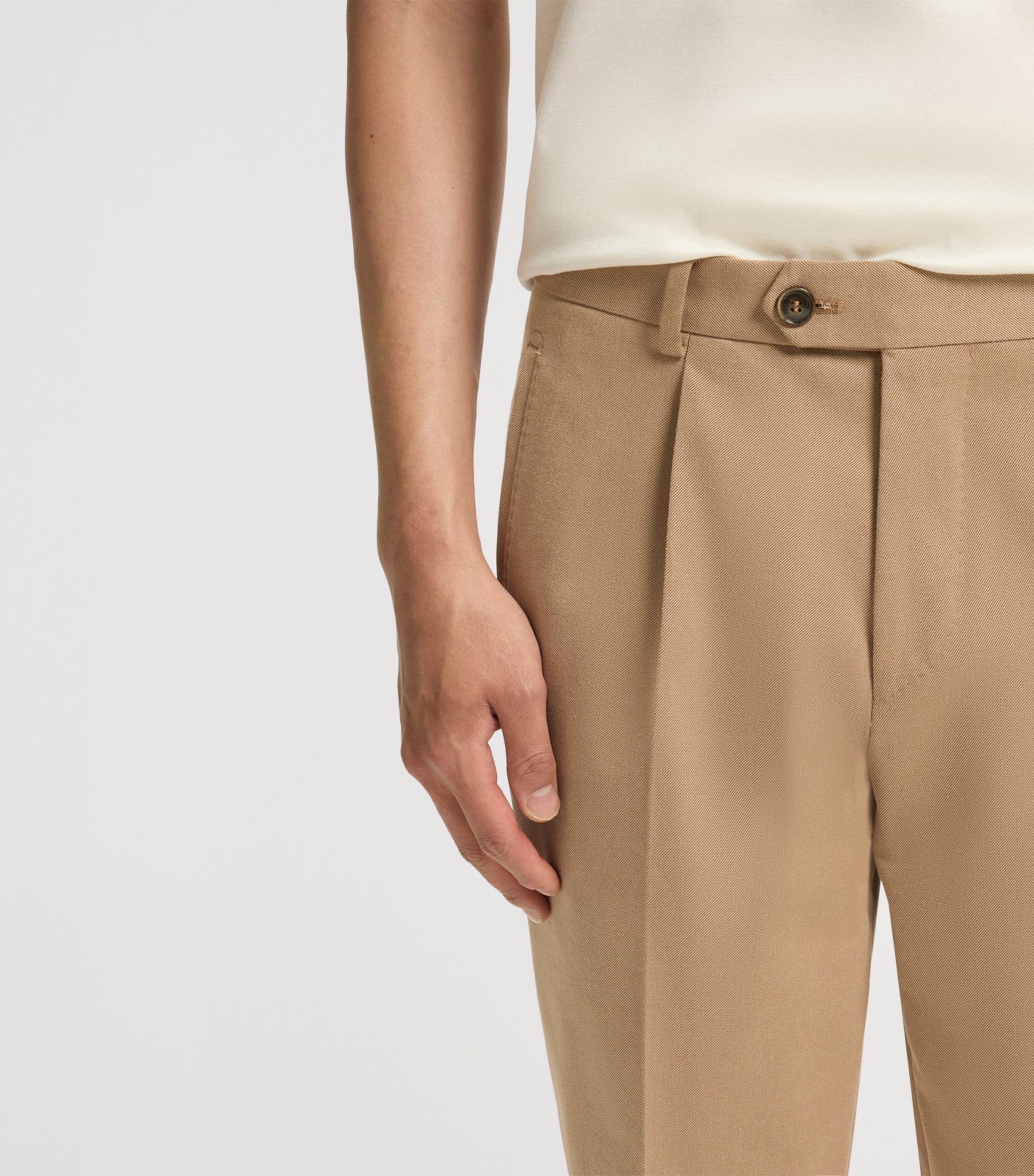 Cotton-Blend Tailored Trousers 215 Image 5