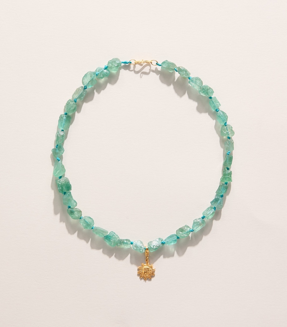 Hermina Athens Beaded Sun Charm Necklace Gold Image 1