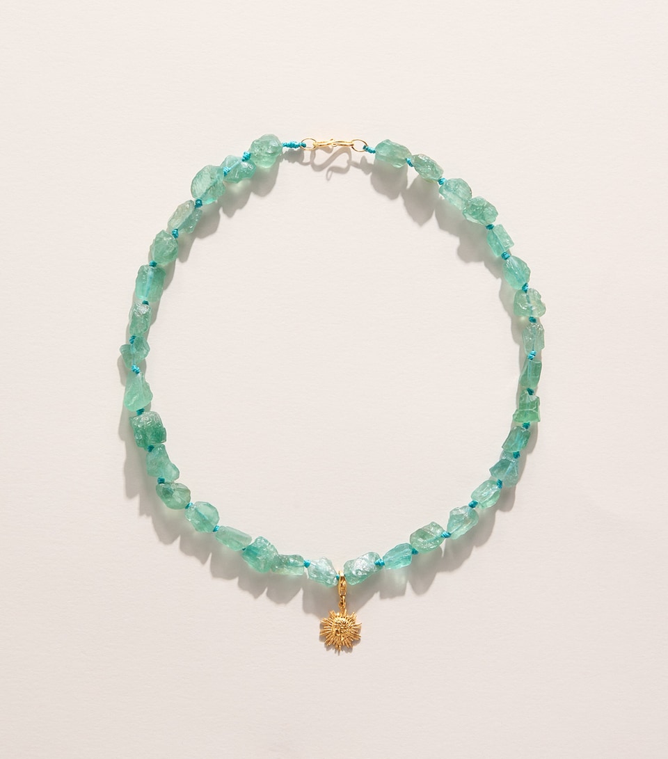 Hermina Athens Beaded Sun Charm Necklace Gold
