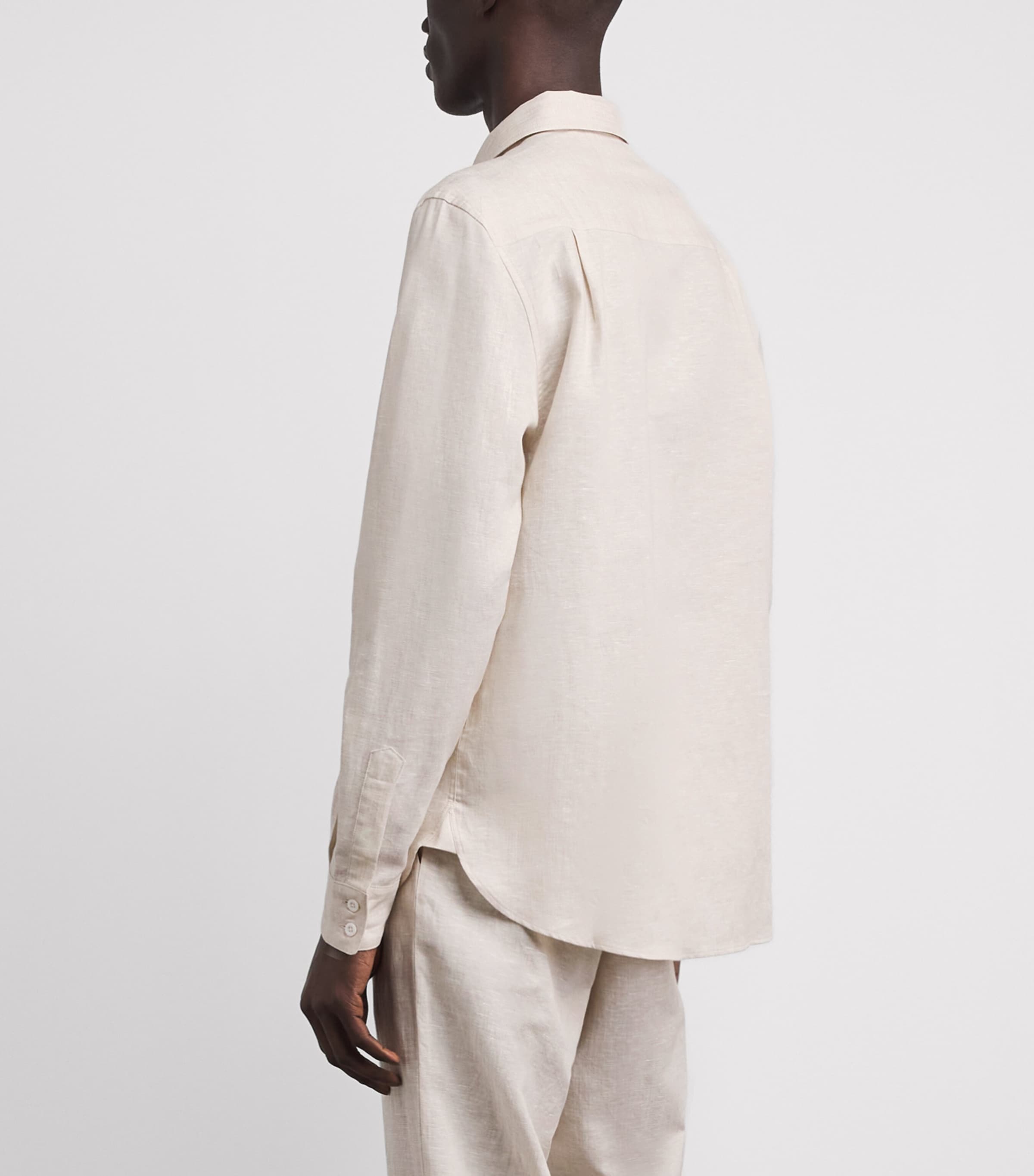 Zimmerli Mens Linen-Cotton Shirt Beige Image 5
