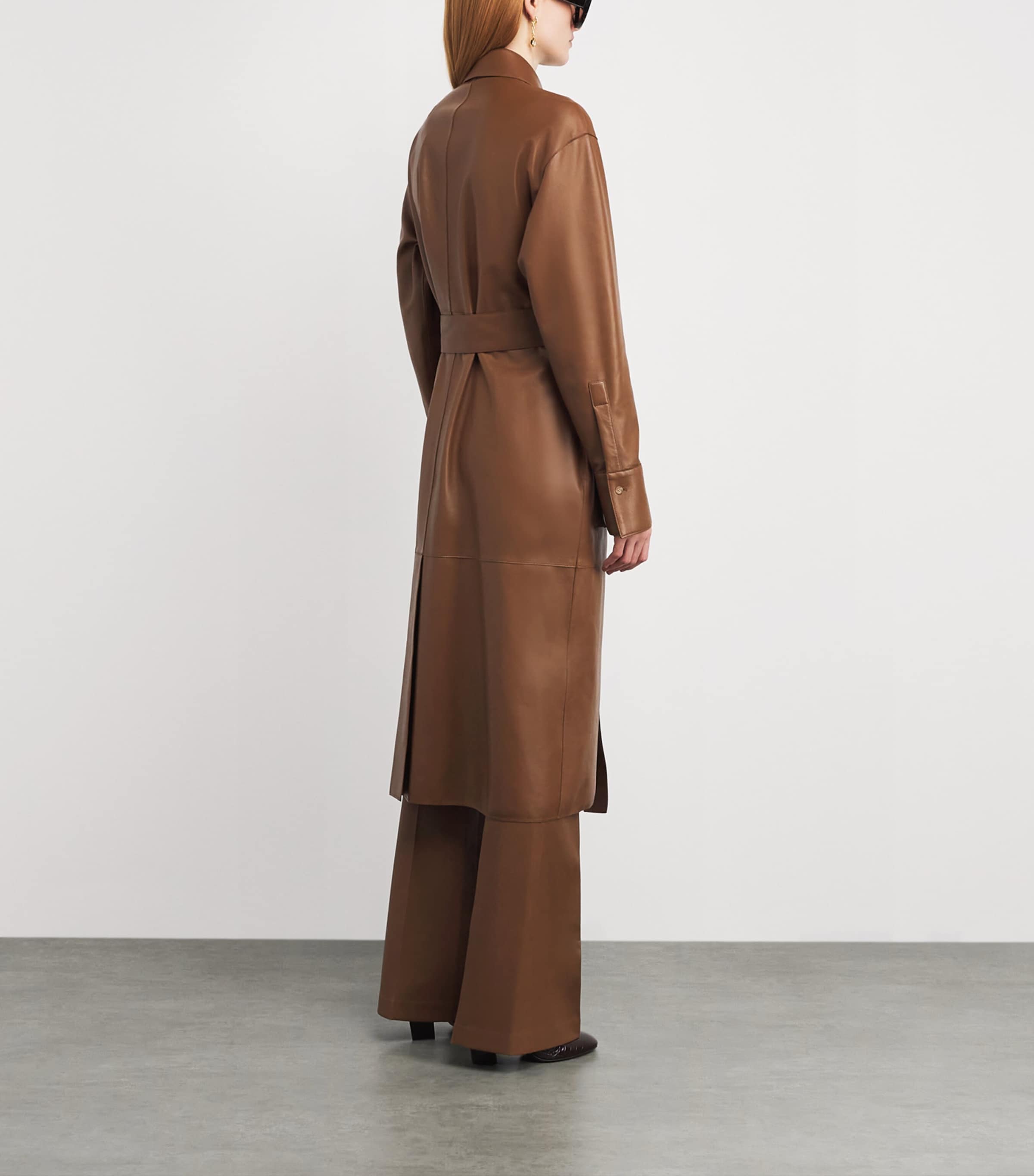 Joseph Womens Nappa Leather Okabe Trench Coat Cinnamon Image 4
