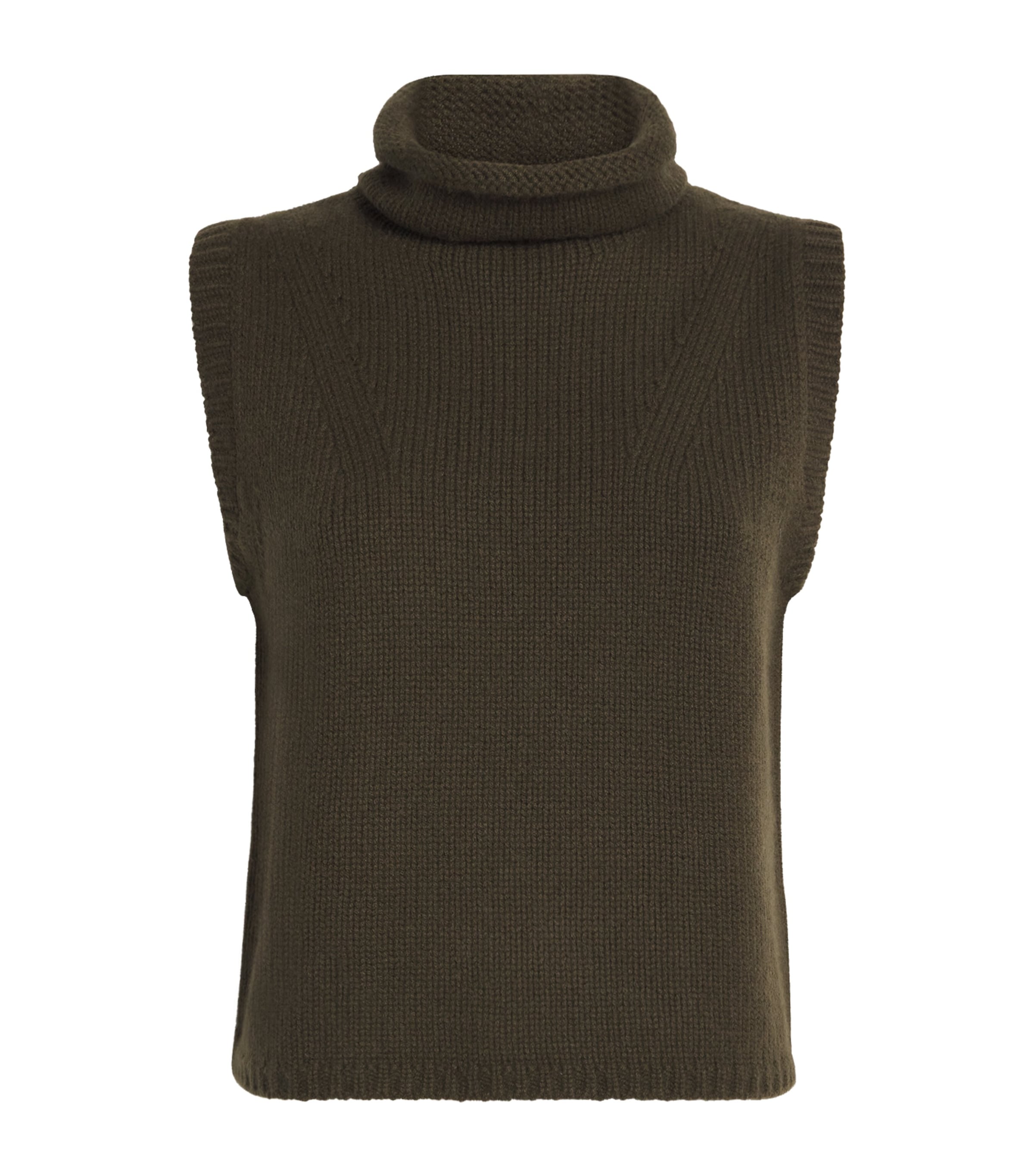 Me+em Cashmere Rollneck Sweater Vest In Green