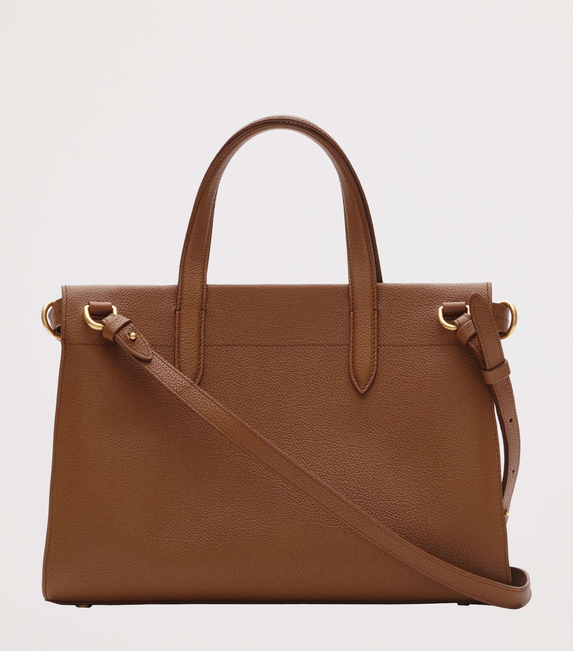 Burberry Womens Small Leather Cotswolds Check Tote Bag Hazel Image 5