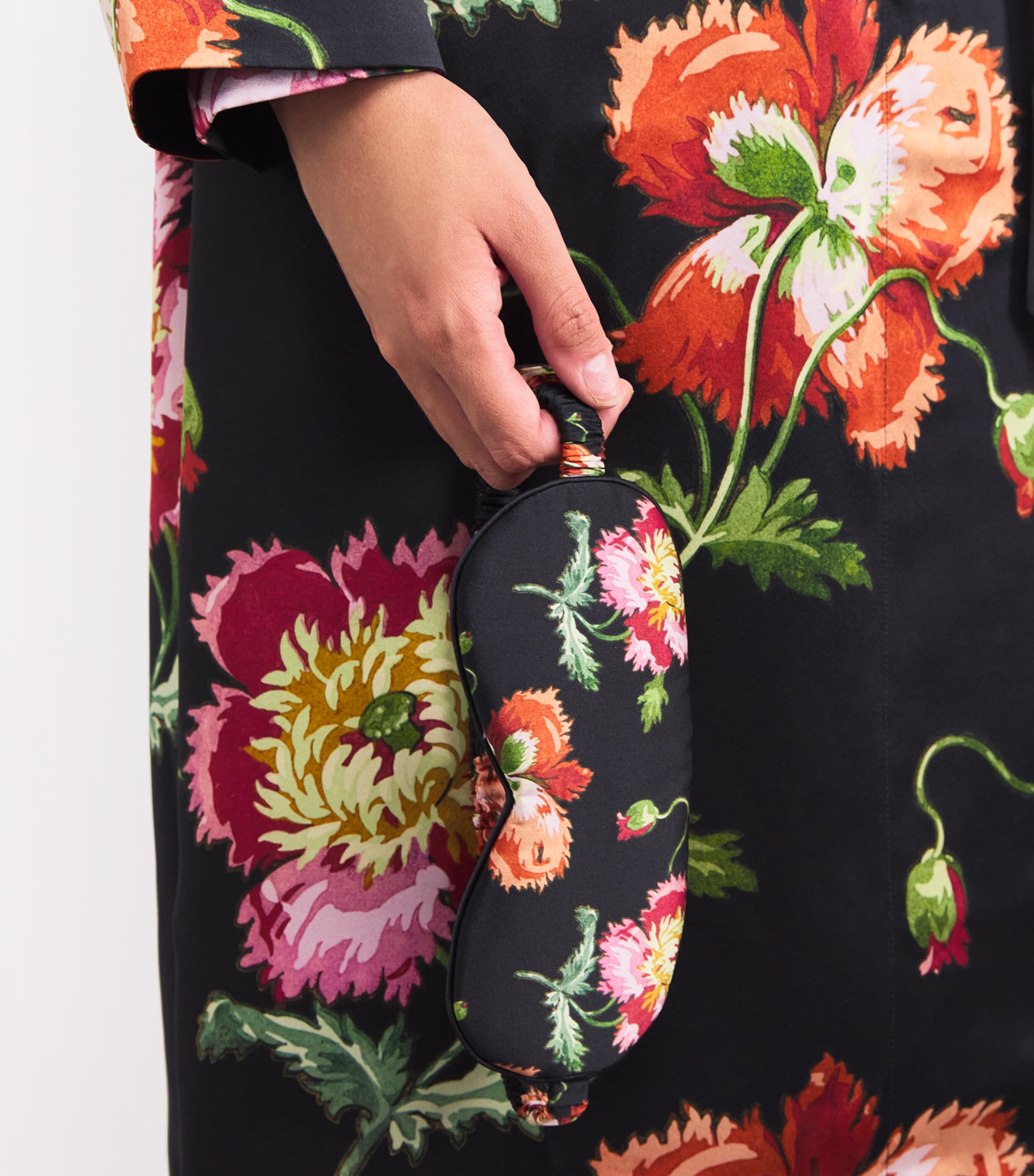 Silk Floral Sleep Mask BLACK Image 5