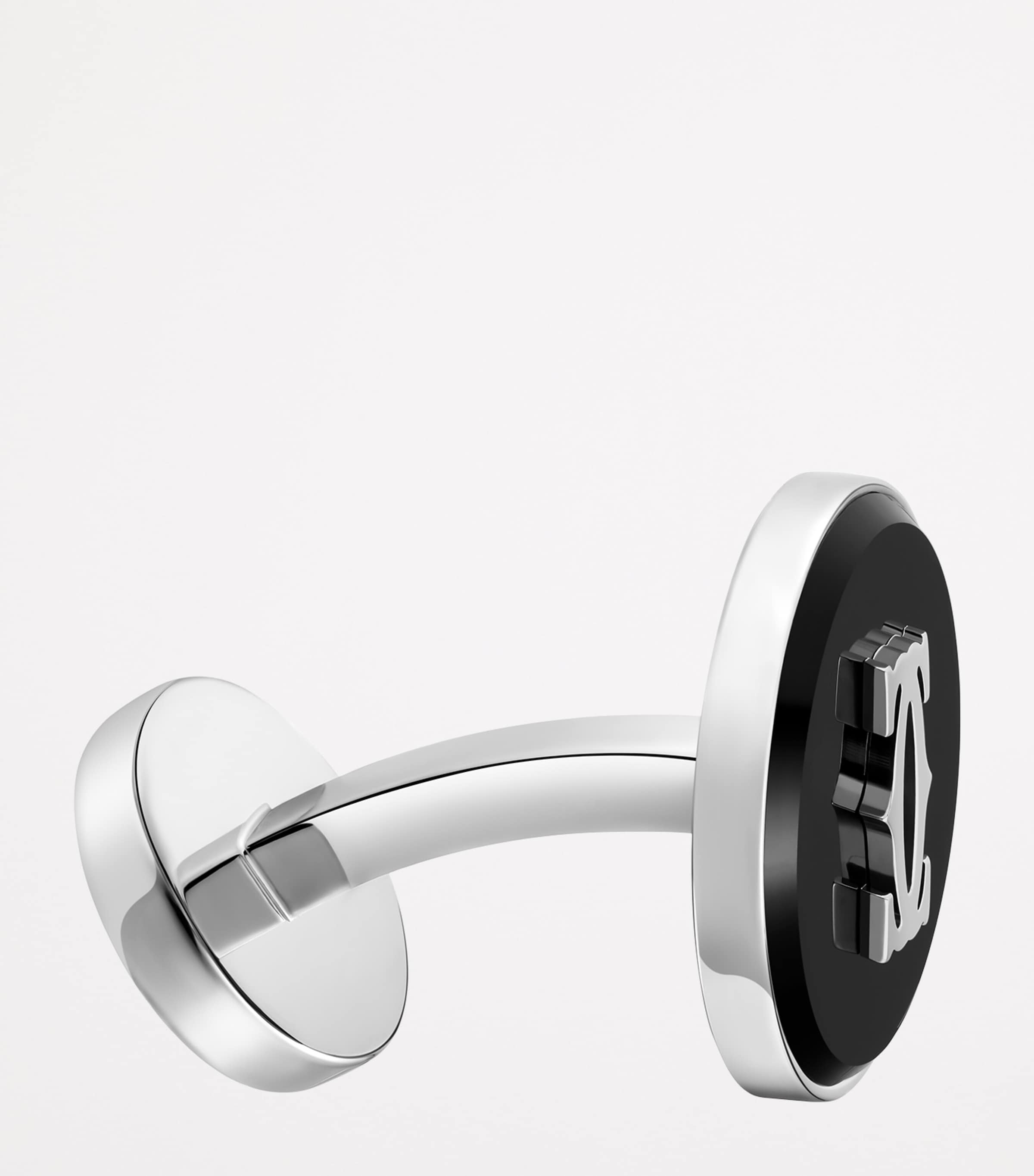 Sterling Silver Double C de Cartier Cufflinks SILVER AND BLACK Image 2