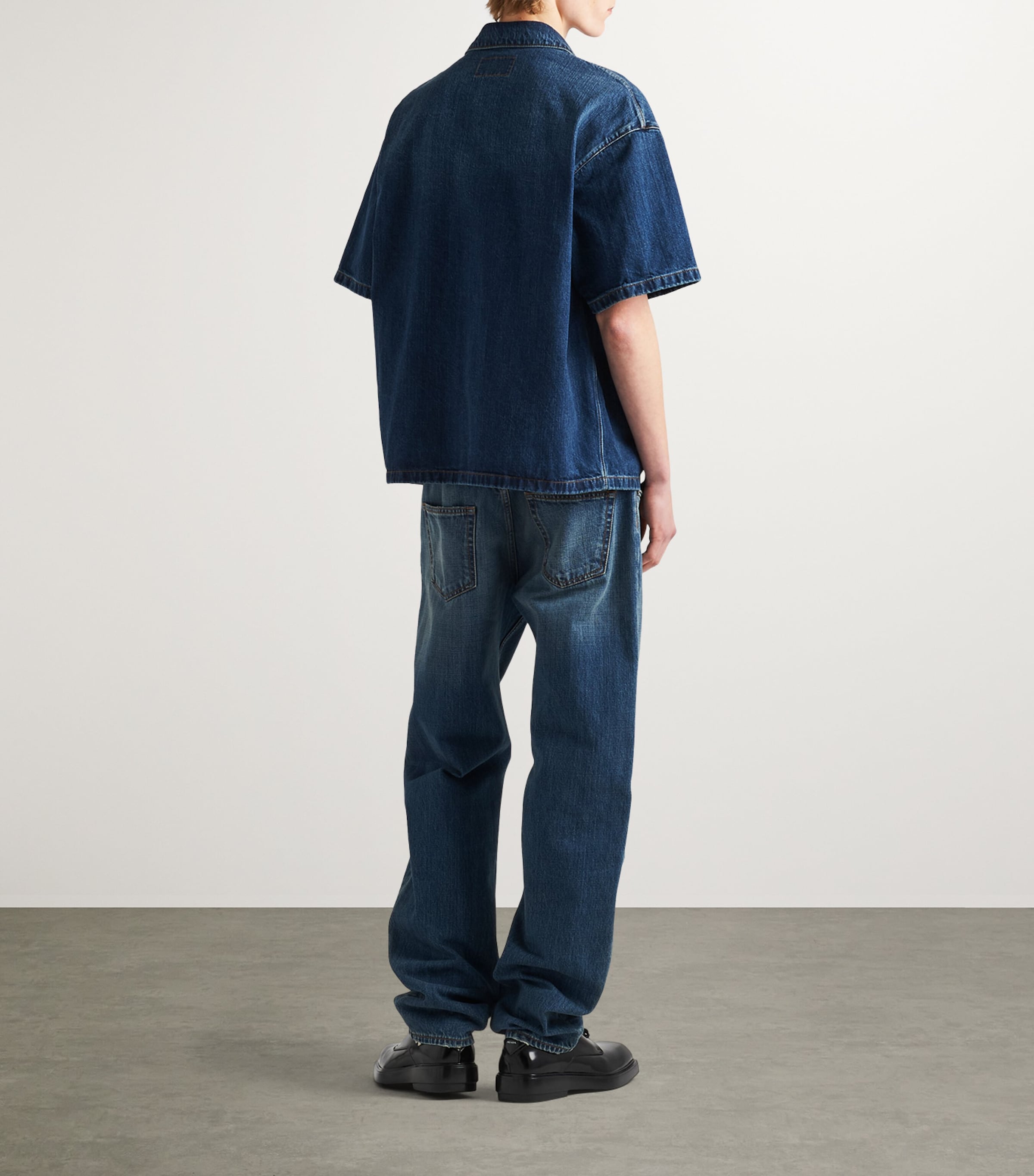 Dark-Wash Denim Shirt F0008 Image 3