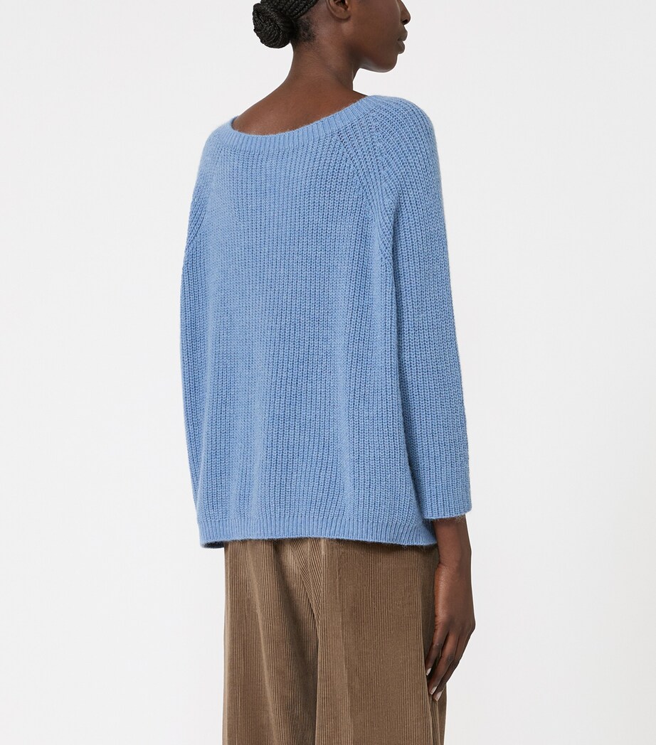 Weekend Max Mara Womens Ribbed Round-Neck Sweater Light Blue Image 4