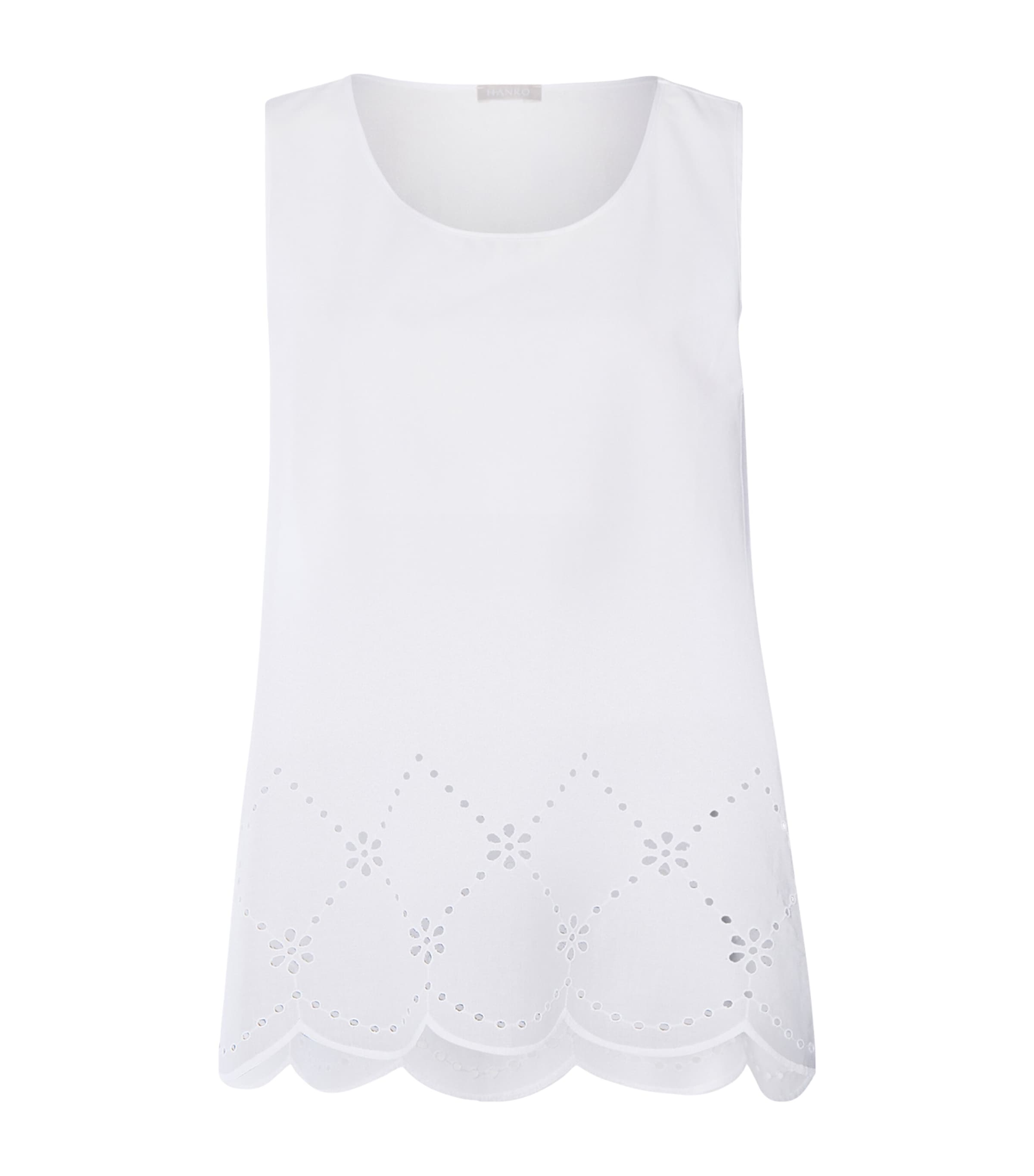 Hanro Womens Cotton Broderie Anglaise Tank Top White Image 1