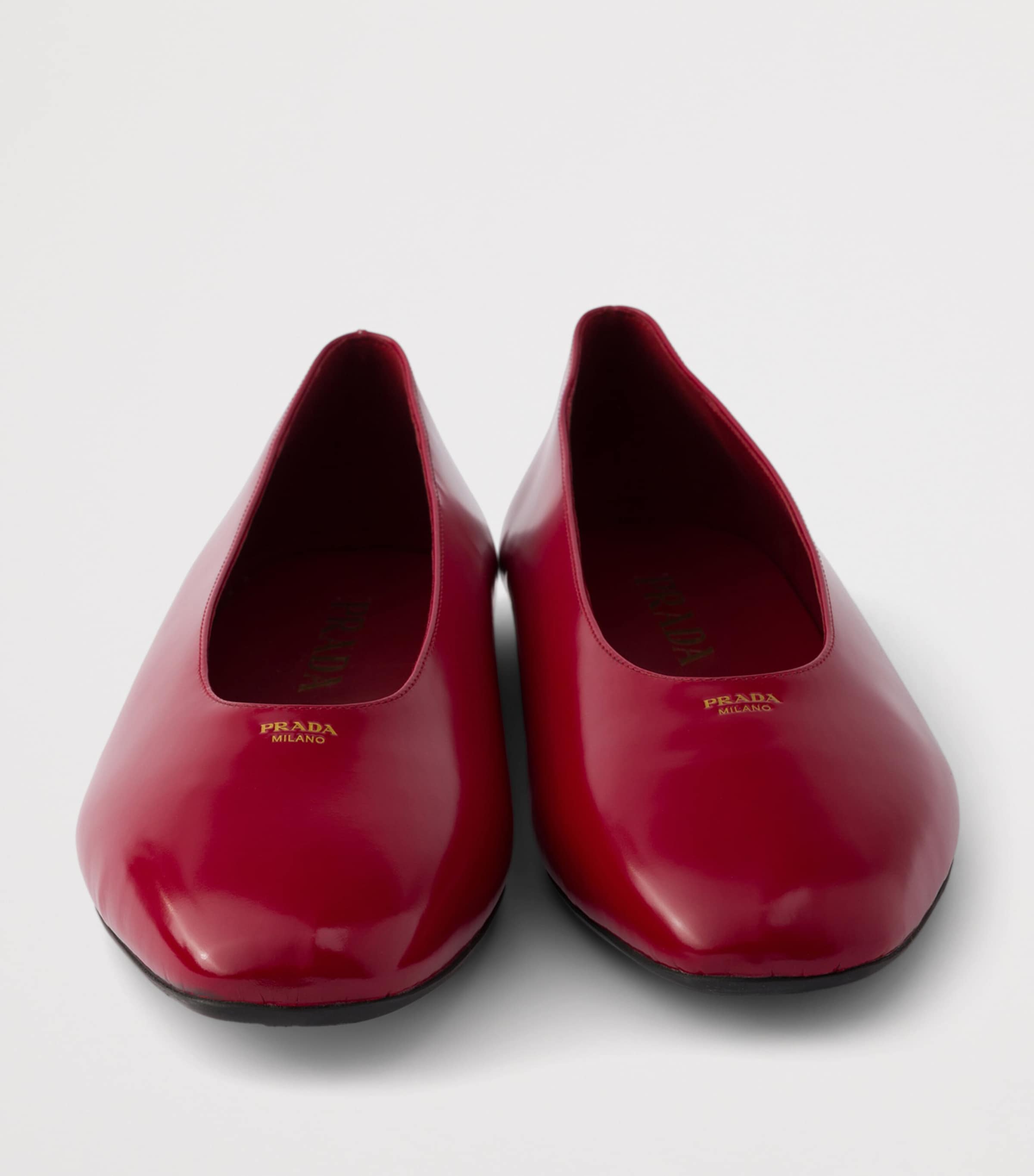 Prada Leather Logo Ballet Flats Red Image 5