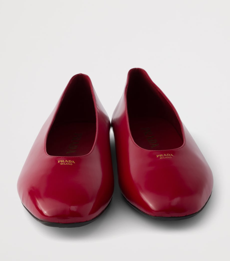 Prada Leather Logo Ballet Flats Red Image 5