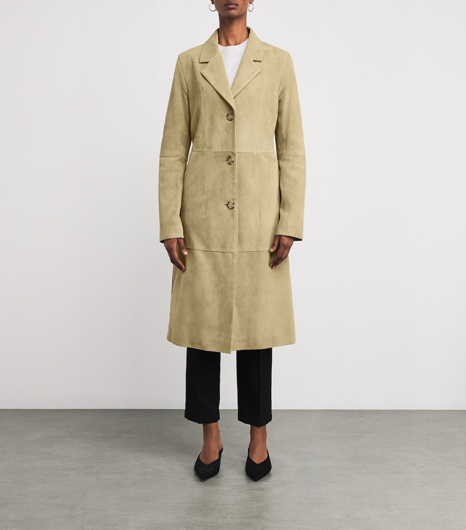 Toteme Womens Suede Cinched Coat Desert Image 3