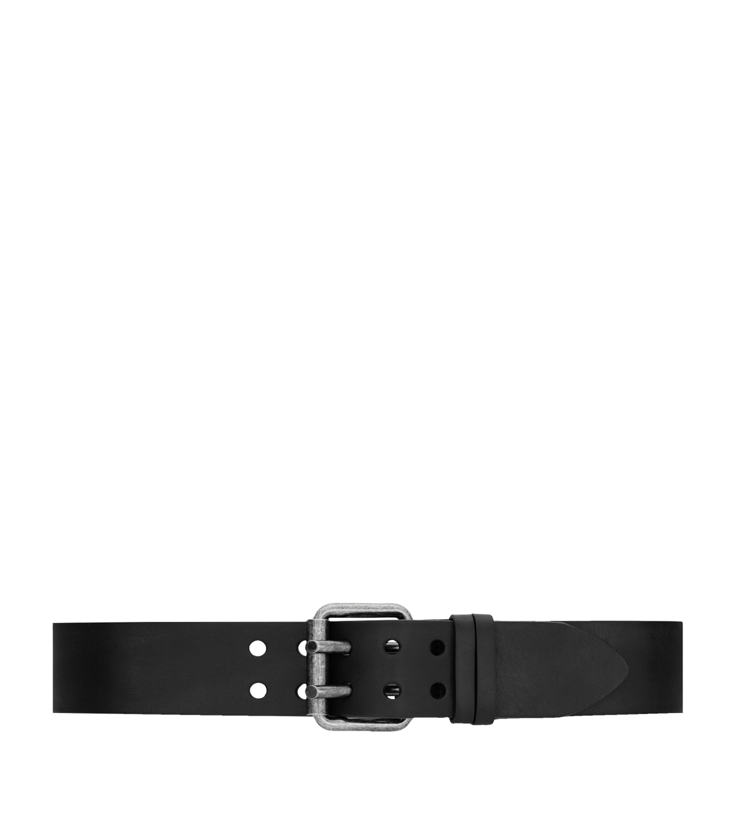 Saint Laurent Calfskin Motorcycle-buckle Belt In Black