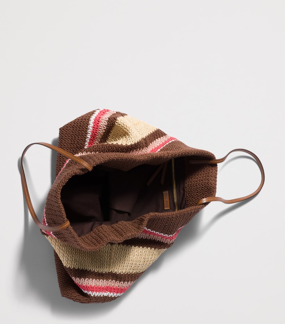 Miu Miu Woven Stripe Tote Bag Brown Image 4