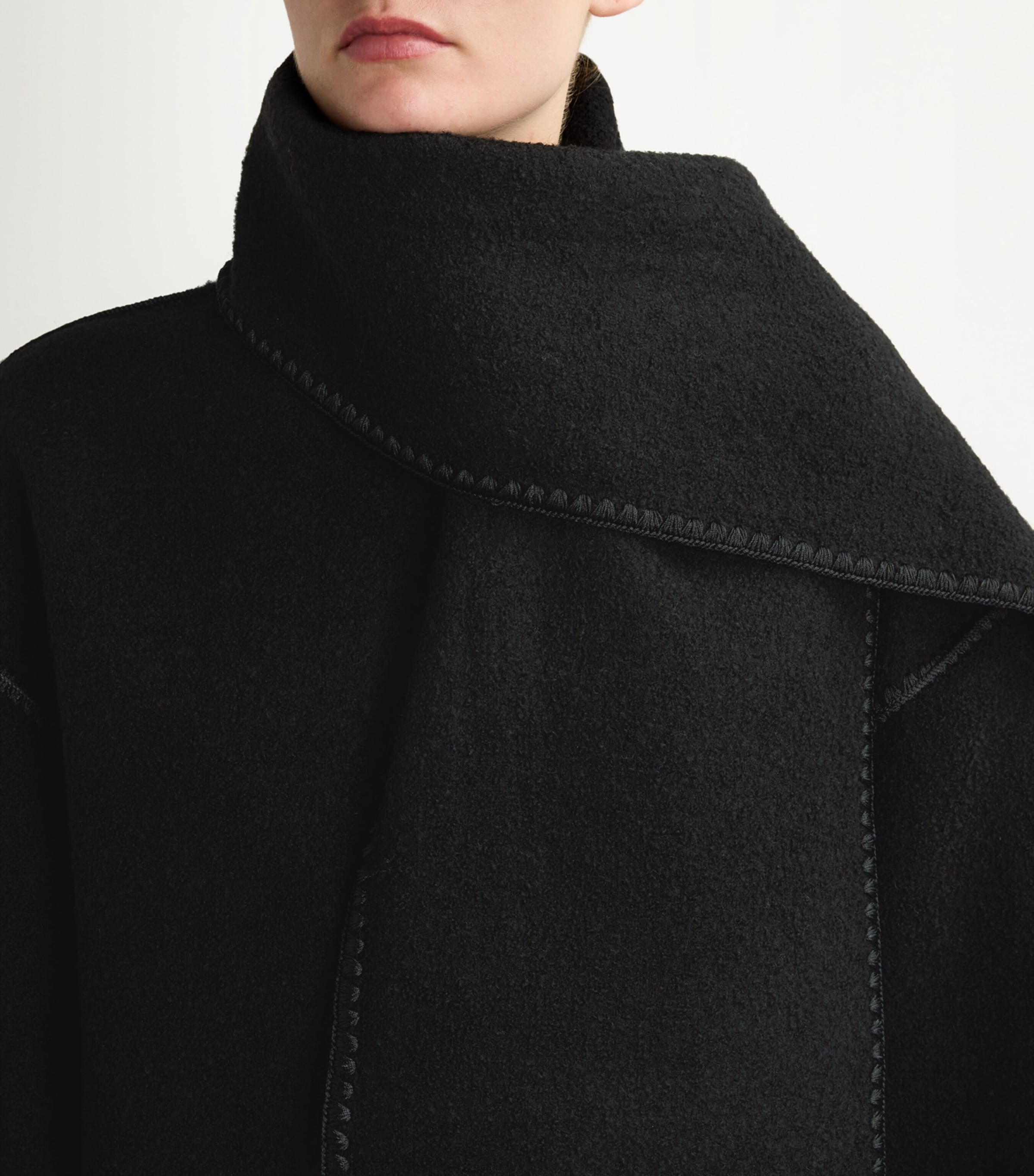 Wool-Blend Scarf Coat BLACK 001 Image 6