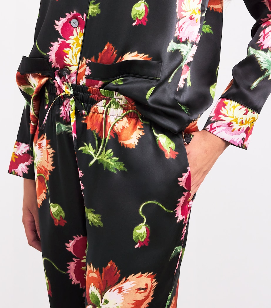 Harrods Womens Silk Floral Pyjama Set Black Image 6