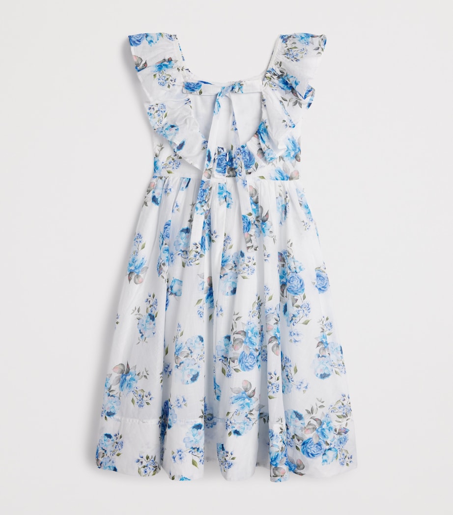 Cotton Floral Ruffle Dress (4-16 Years) BLUE ROSES PRINT Image 2