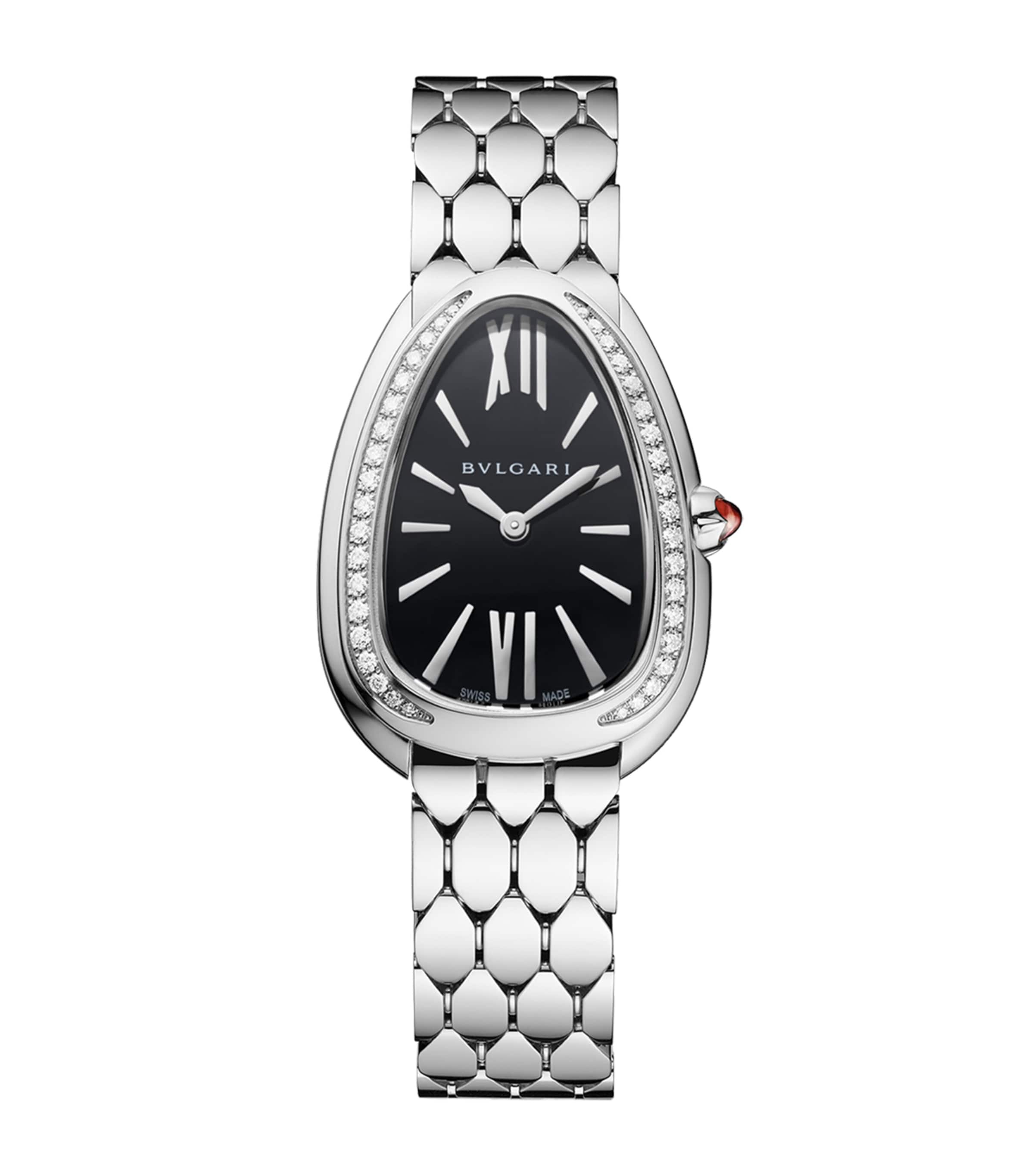 Bvlgari Stainless Steel and Diamond Serpenti Seduttori Watch 33mm Black Image 1
