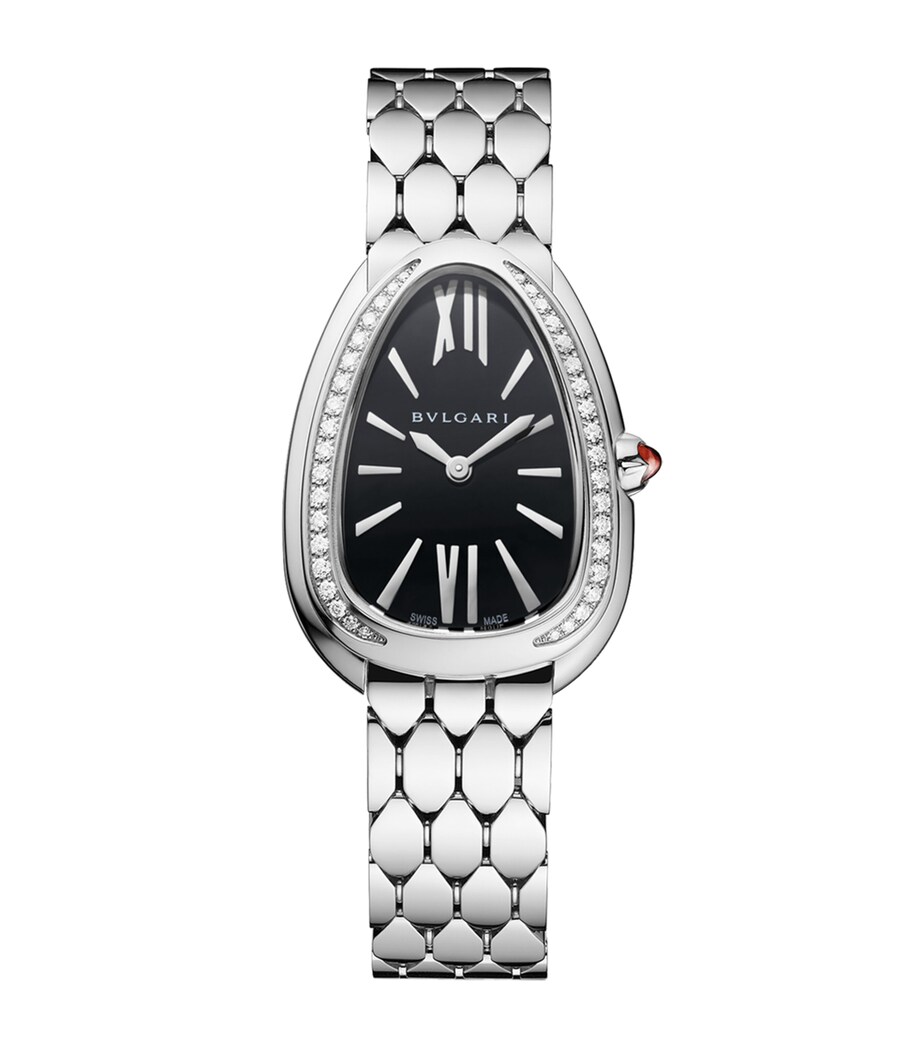 Bvlgari Stainless Steel and Diamond Serpenti Seduttori Watch 33mm Black Image 1