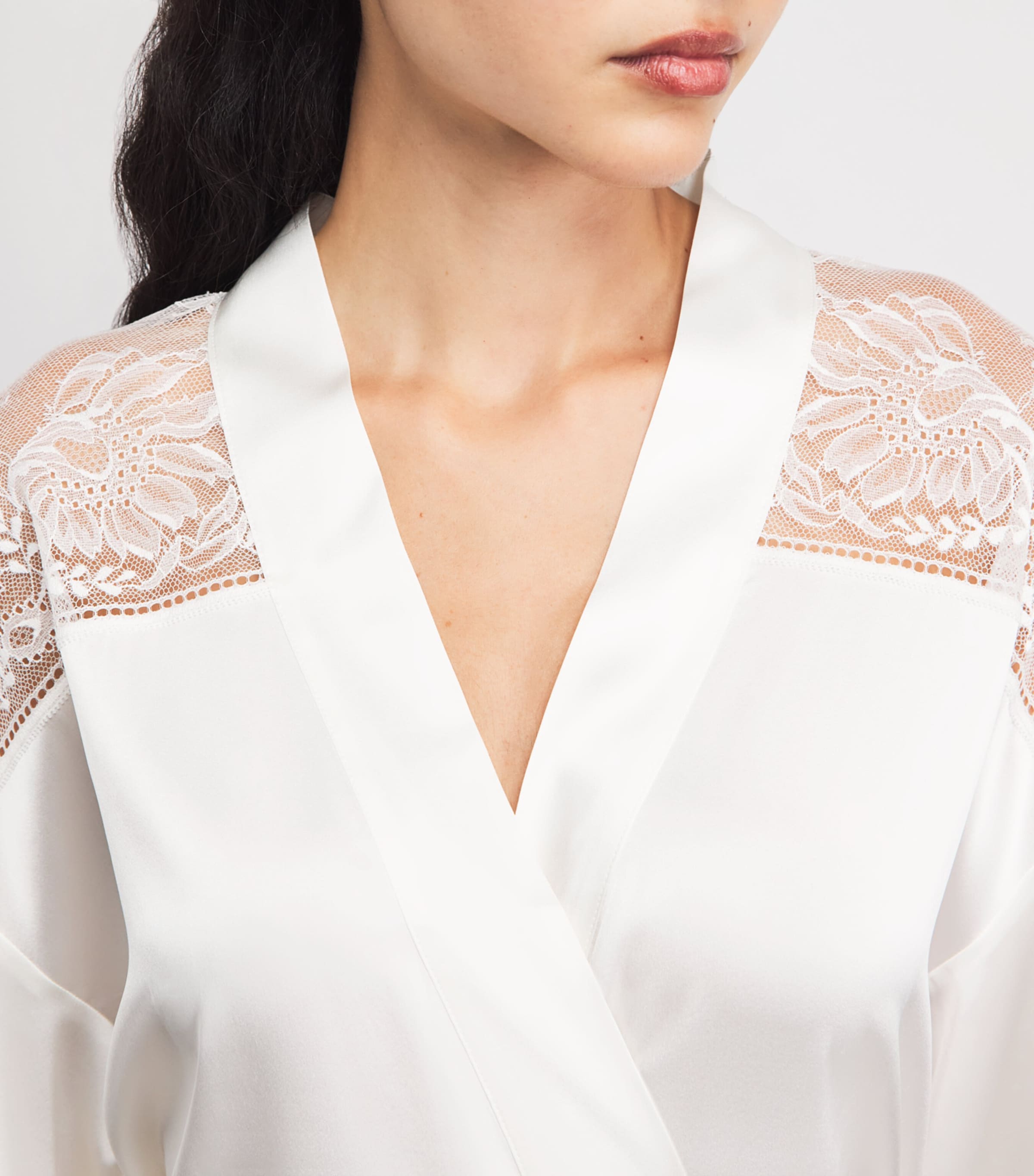 Aubade Womens Silk-Blend Midnight Whisper Robe Opale Image 3
