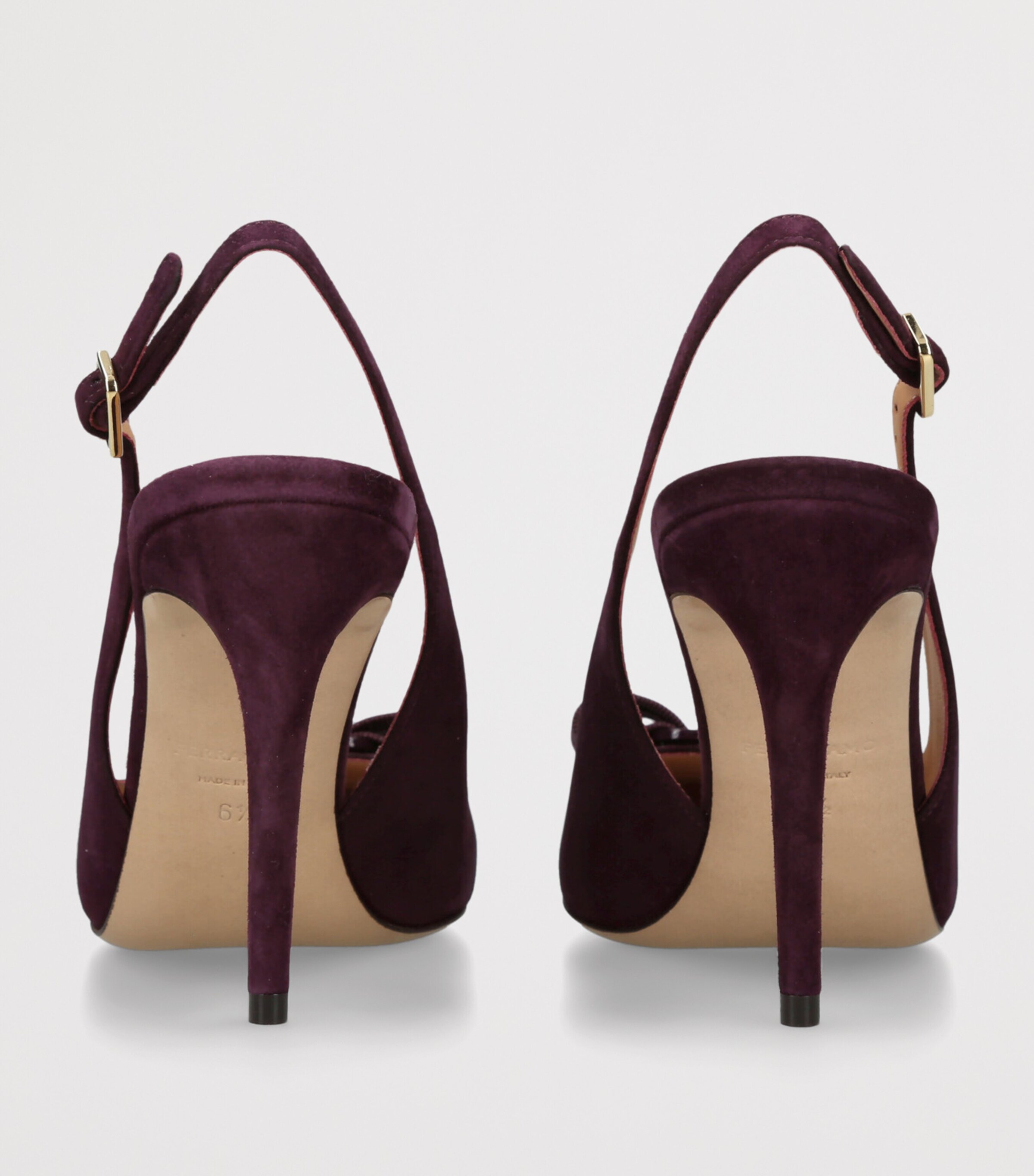 Salvatore Ferragamo Suede Vibily Slingback Pumps 95 Wine Image 2