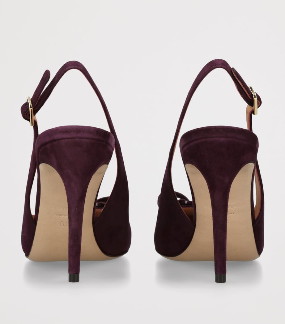 Salvatore Ferragamo Suede Vibily Slingback Pumps 95 Wine Image 2