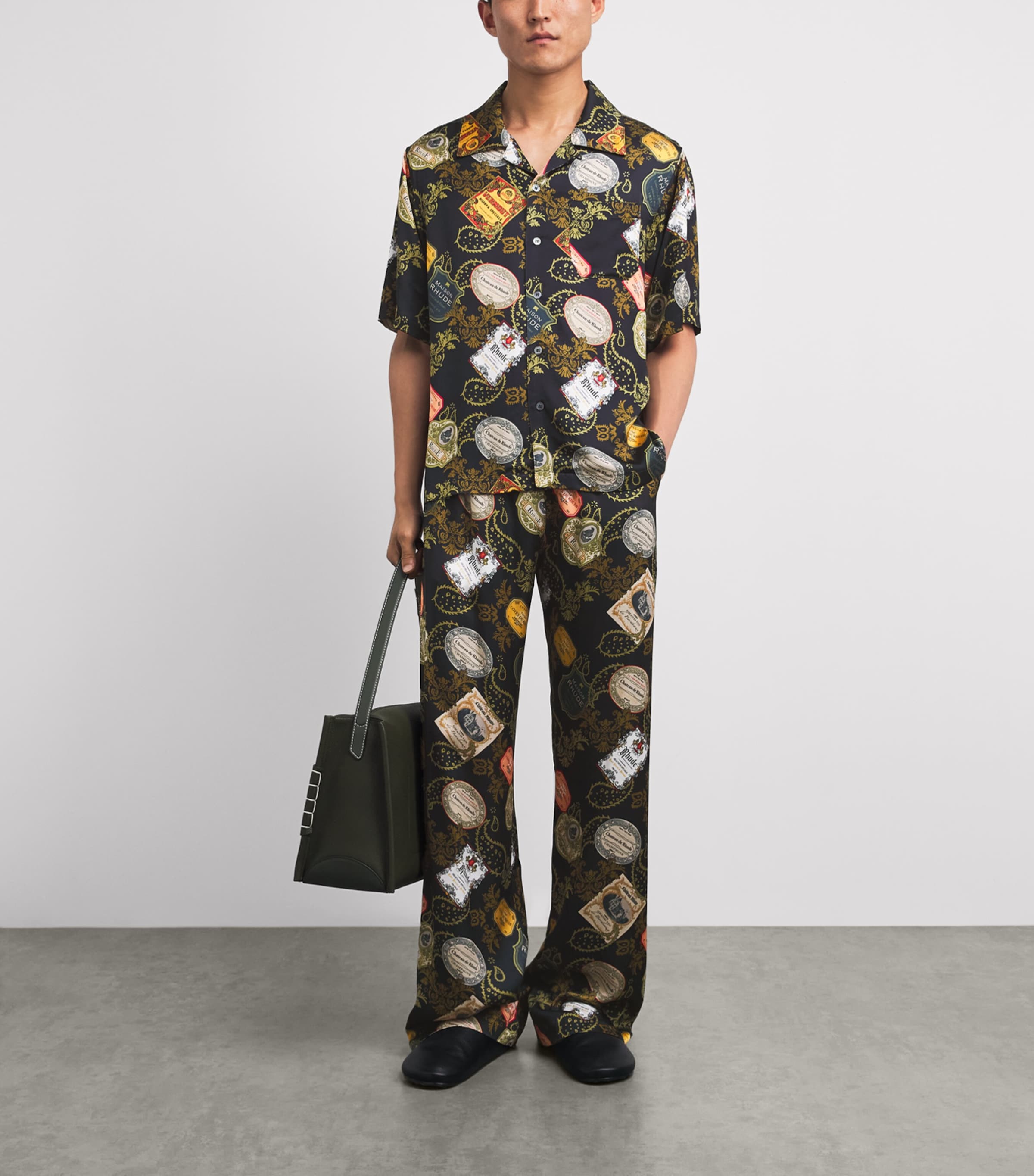 Rhude Mens Bandana Print Shirt Black/multi Image 2