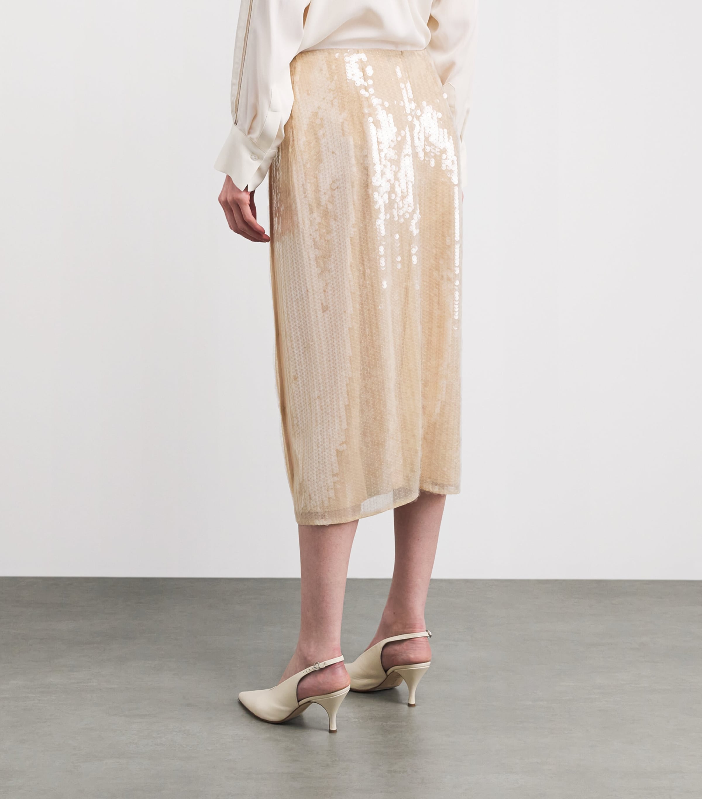 Fabiana Filippi Womens Sequinned Wrap Midi Skirt Nude Image 5