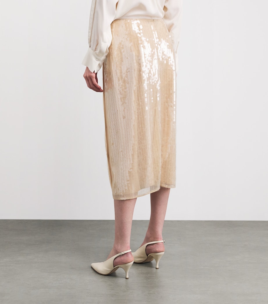 Fabiana Filippi Womens Sequinned Wrap Midi Skirt Nude Image 5