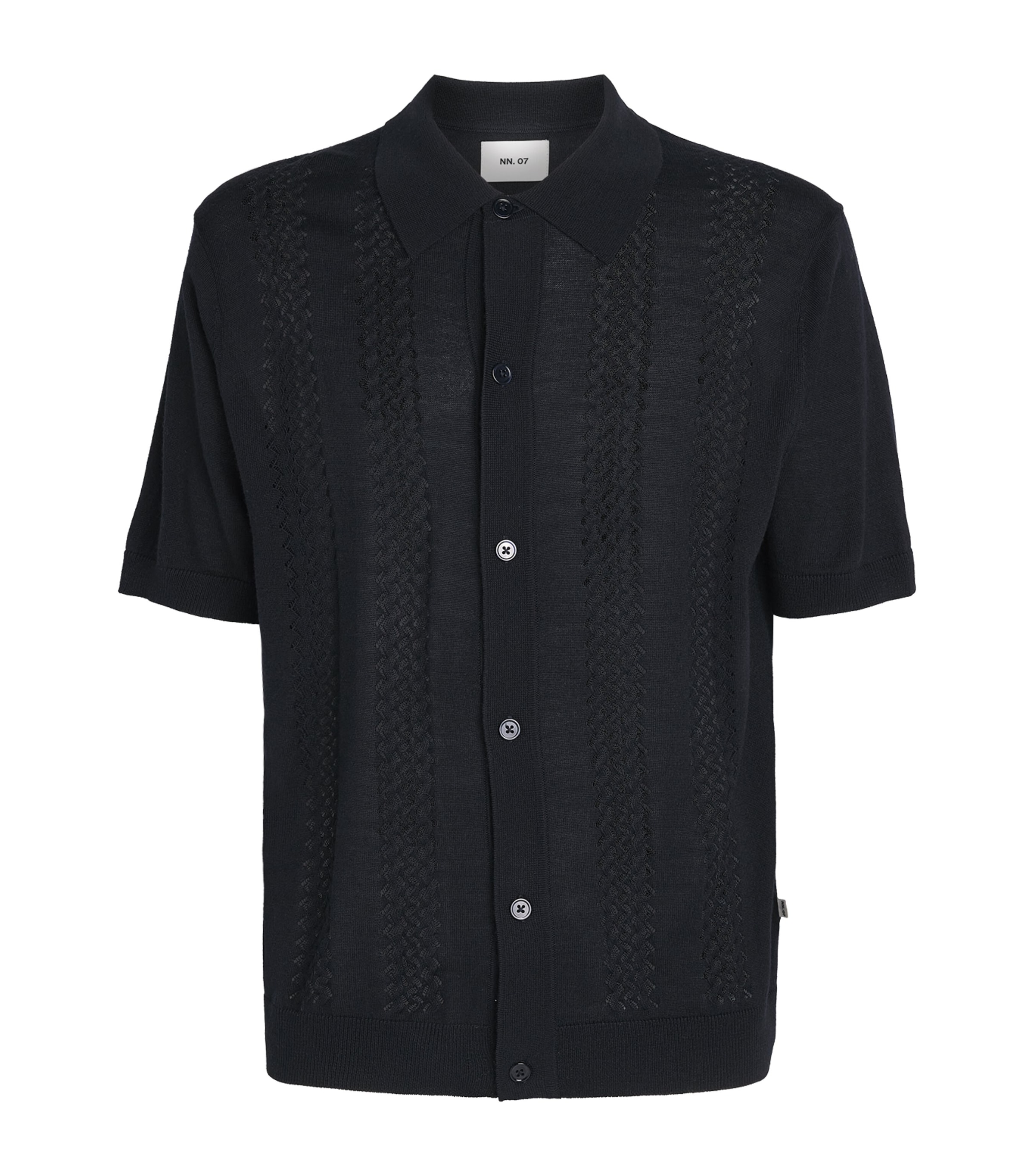 NN.07 Mens Wool-Blend Knitted Polo Shirt Deep Navy Image 1