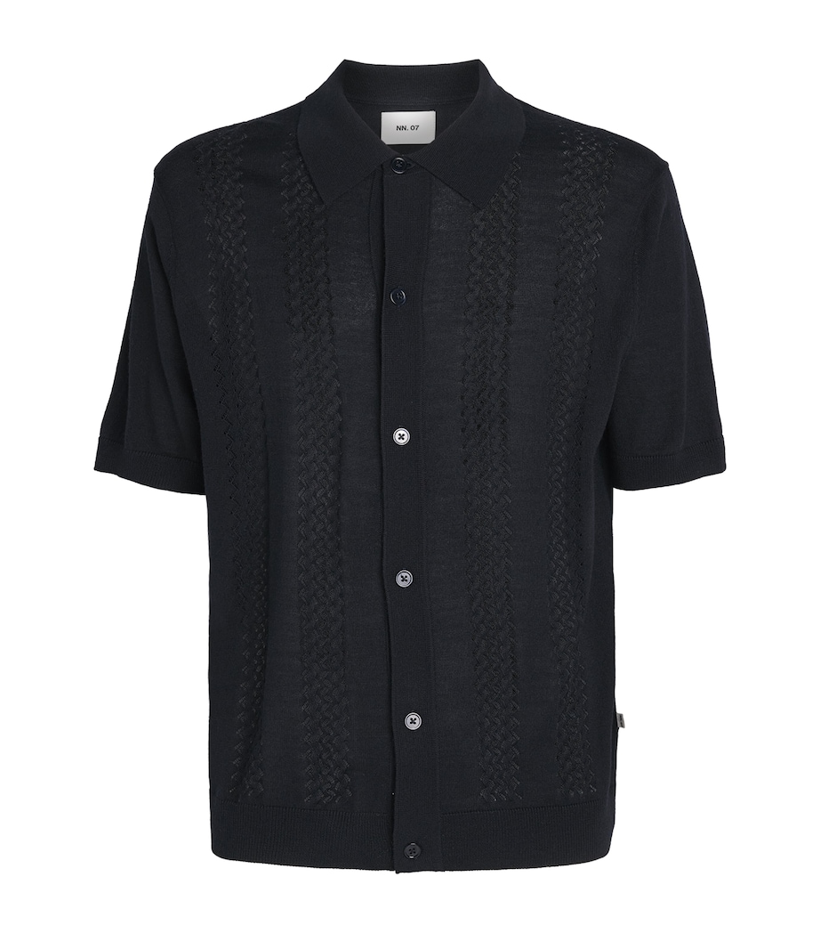NN.07 Mens Wool-Blend Knitted Polo Shirt Deep Navy Image 1