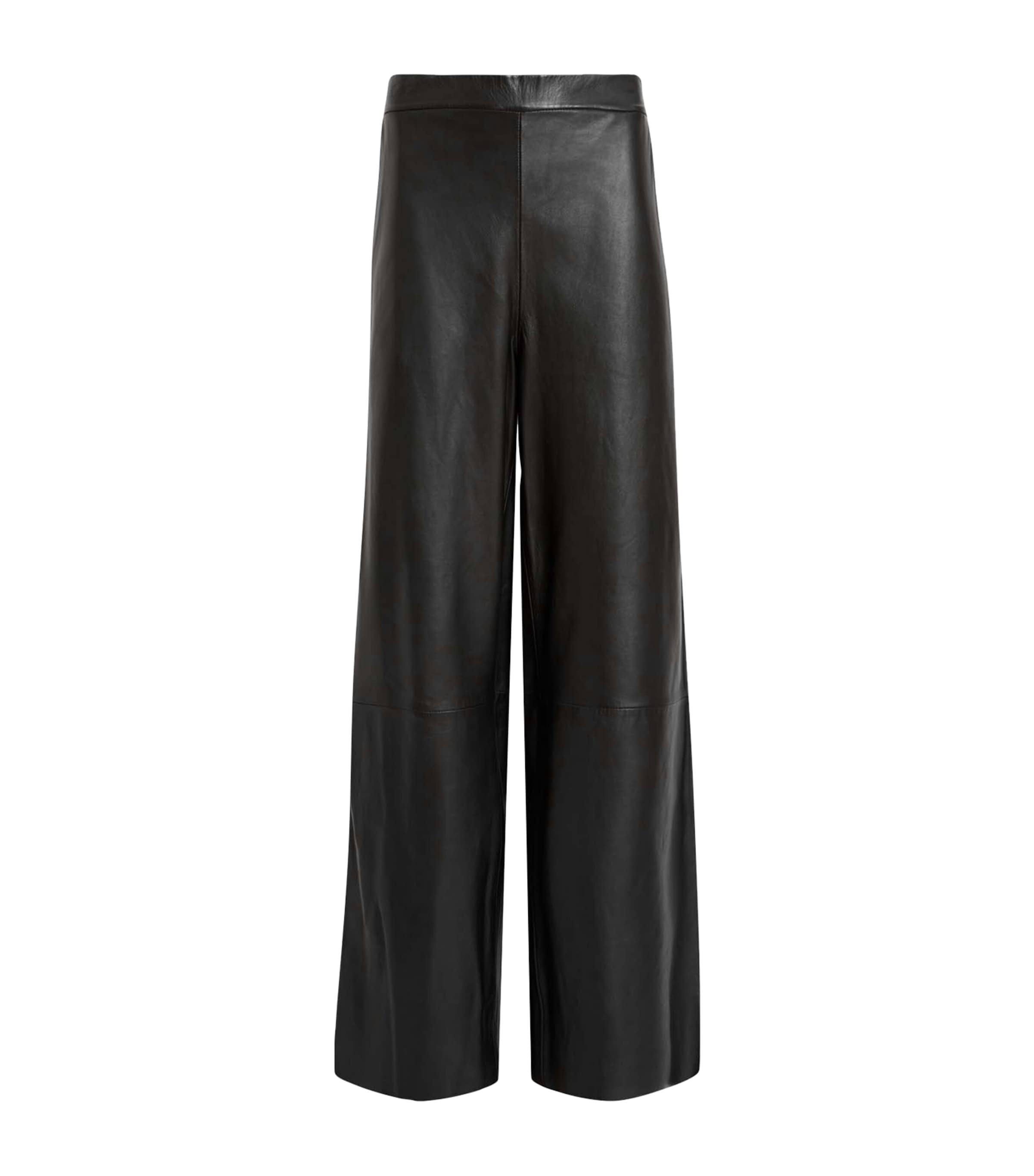Allsaints Leather Ash Lea Trousers In Black