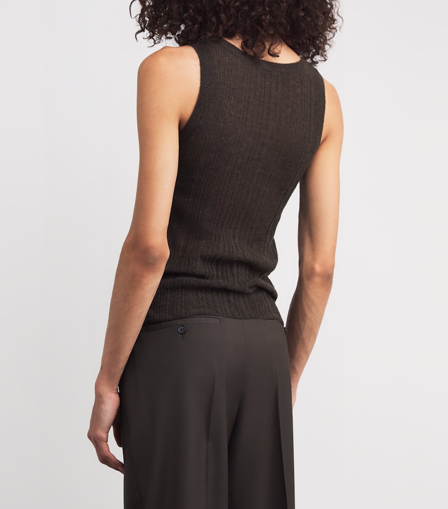 Wool-Blend Sheer Ycaza Tank Top COCOA Image 4