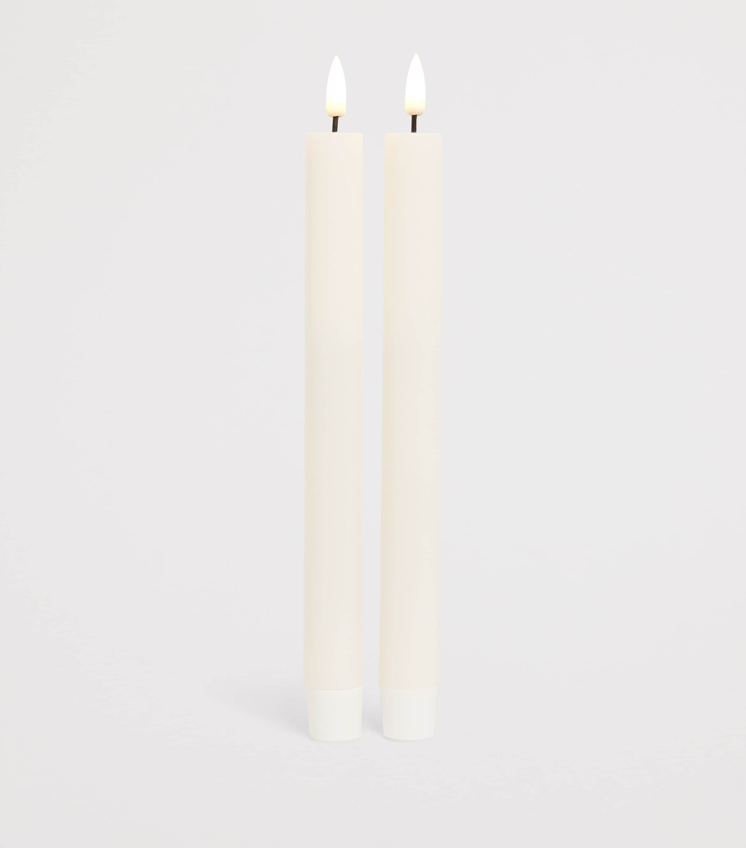 Wax LED Dinner Candles (Set of 2) CREAM Image 2