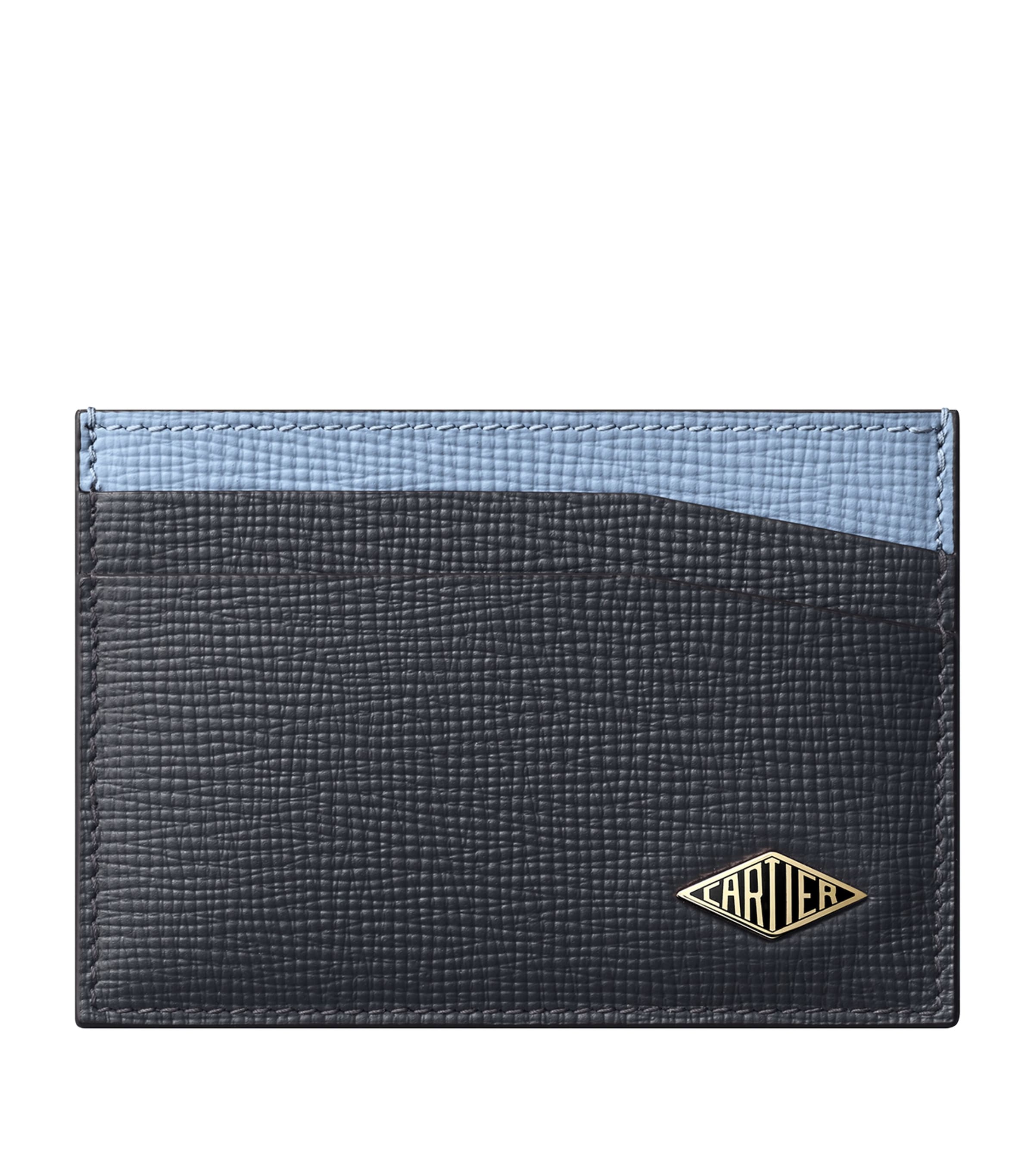 Cartier Leather Losange Two-Tone Bifold Card Holder Grey & Blue Image 1