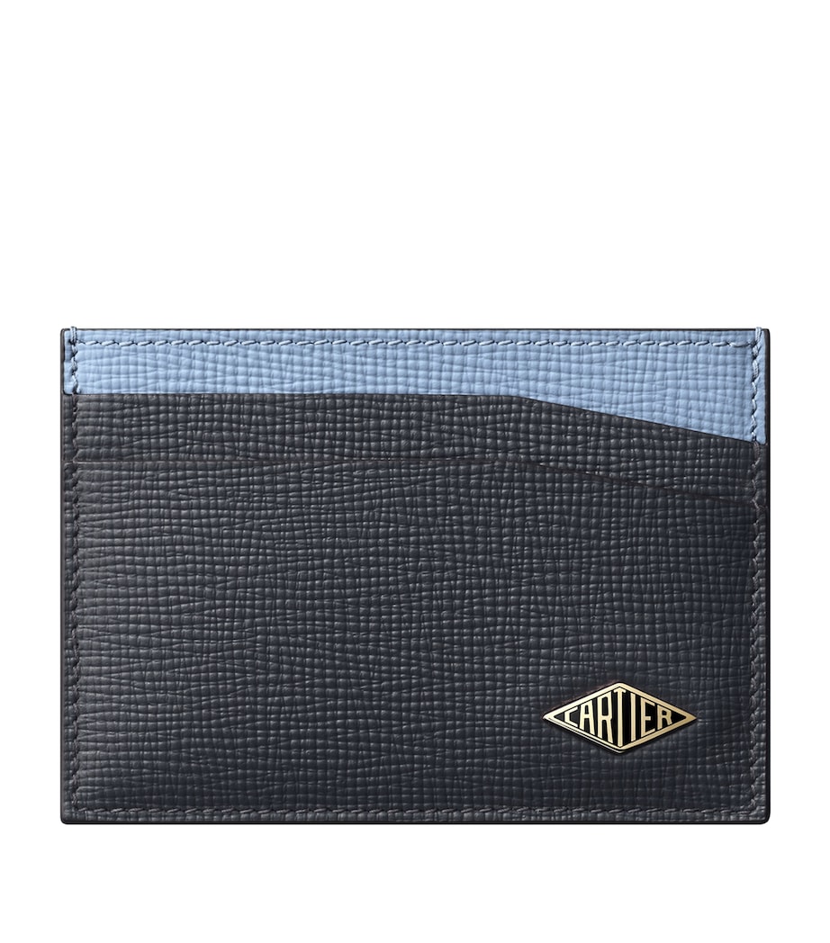 Cartier Leather Losange Two-Tone Bifold Card Holder Grey & Blue Image 1
