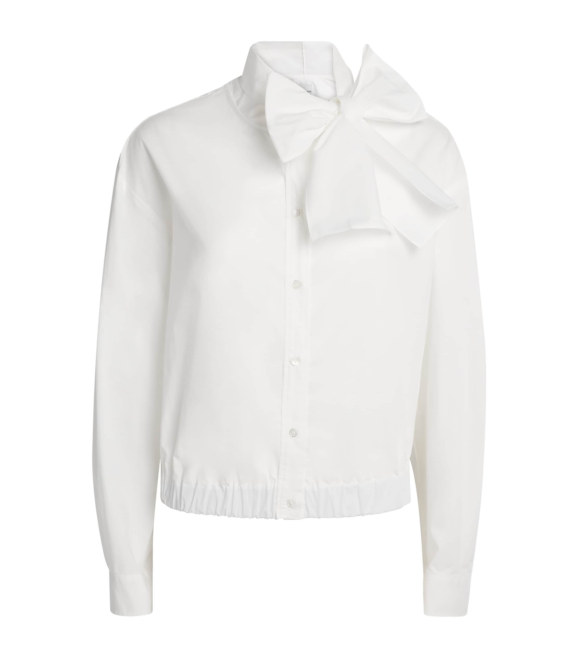 Claudie Pierlot Womens Cotton Pussy-Bow Blouse White Image 1