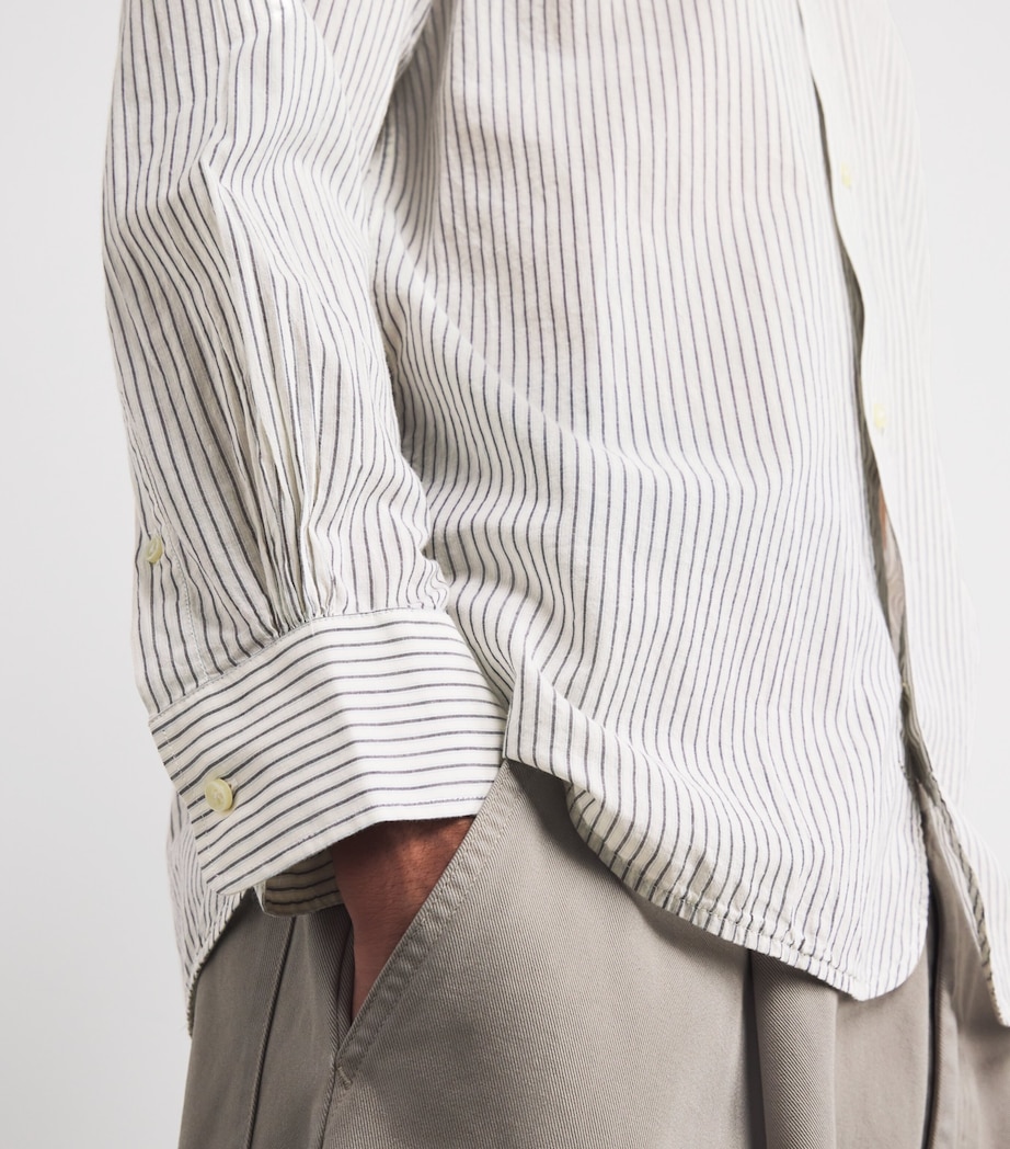 Cotton Stripe Shirt WHITE/GREY Image 6