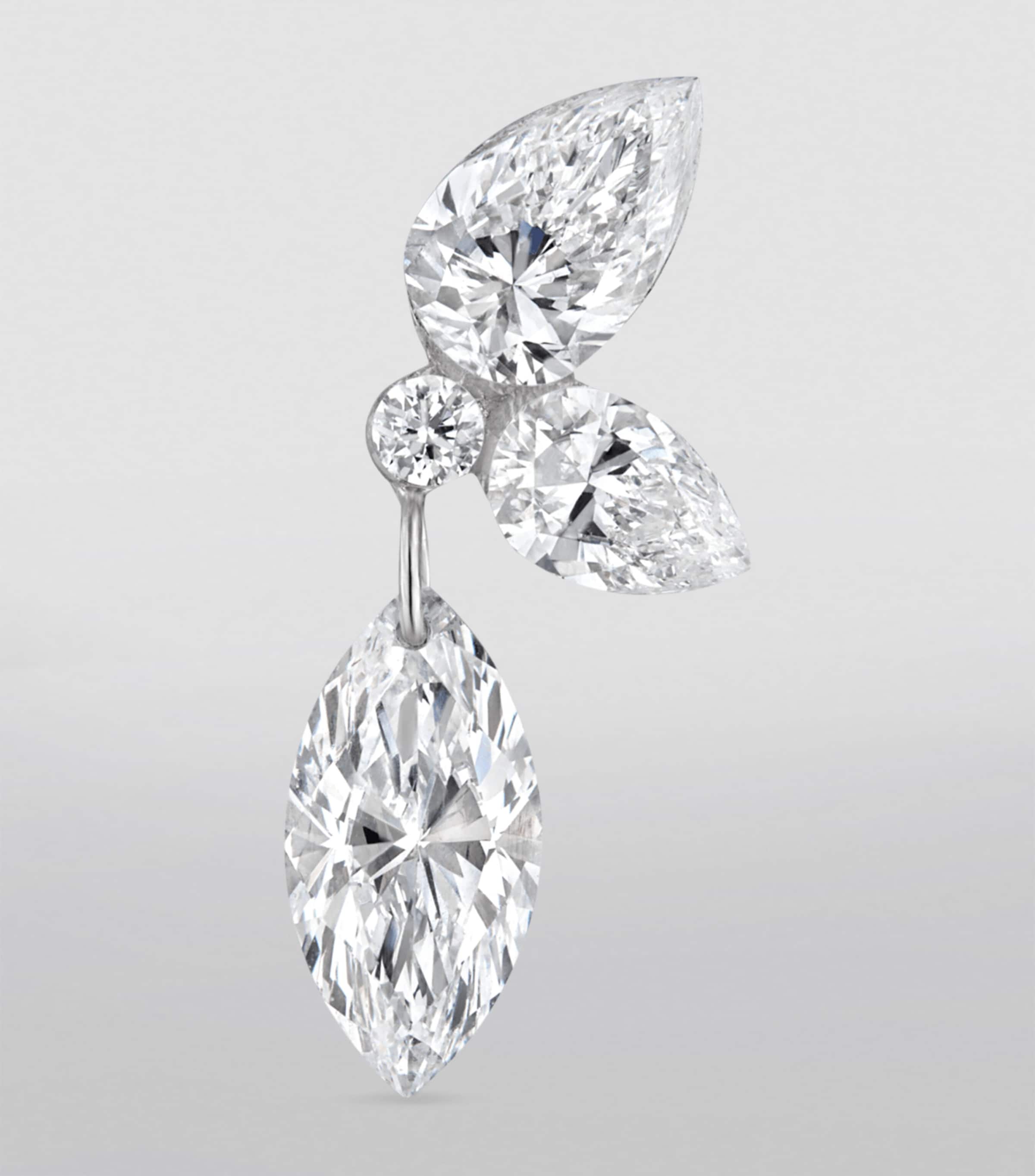 Grand Marquise Pear Diamond Echo Earring (Direction A, 13.7mm) WHITE GOLD Image 3