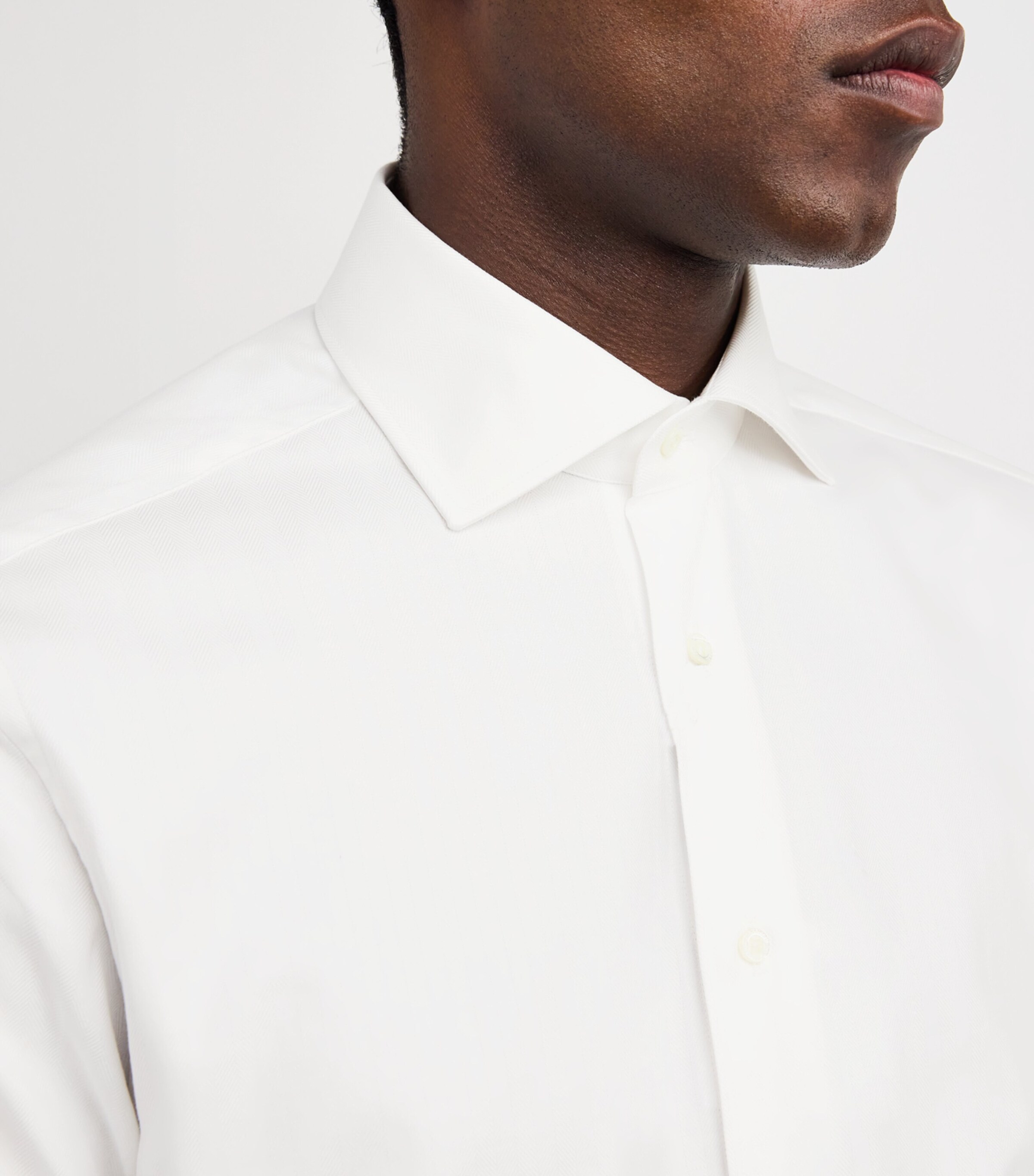 Herringbone Twill Shirt 081 WHITE PRINT Image 6