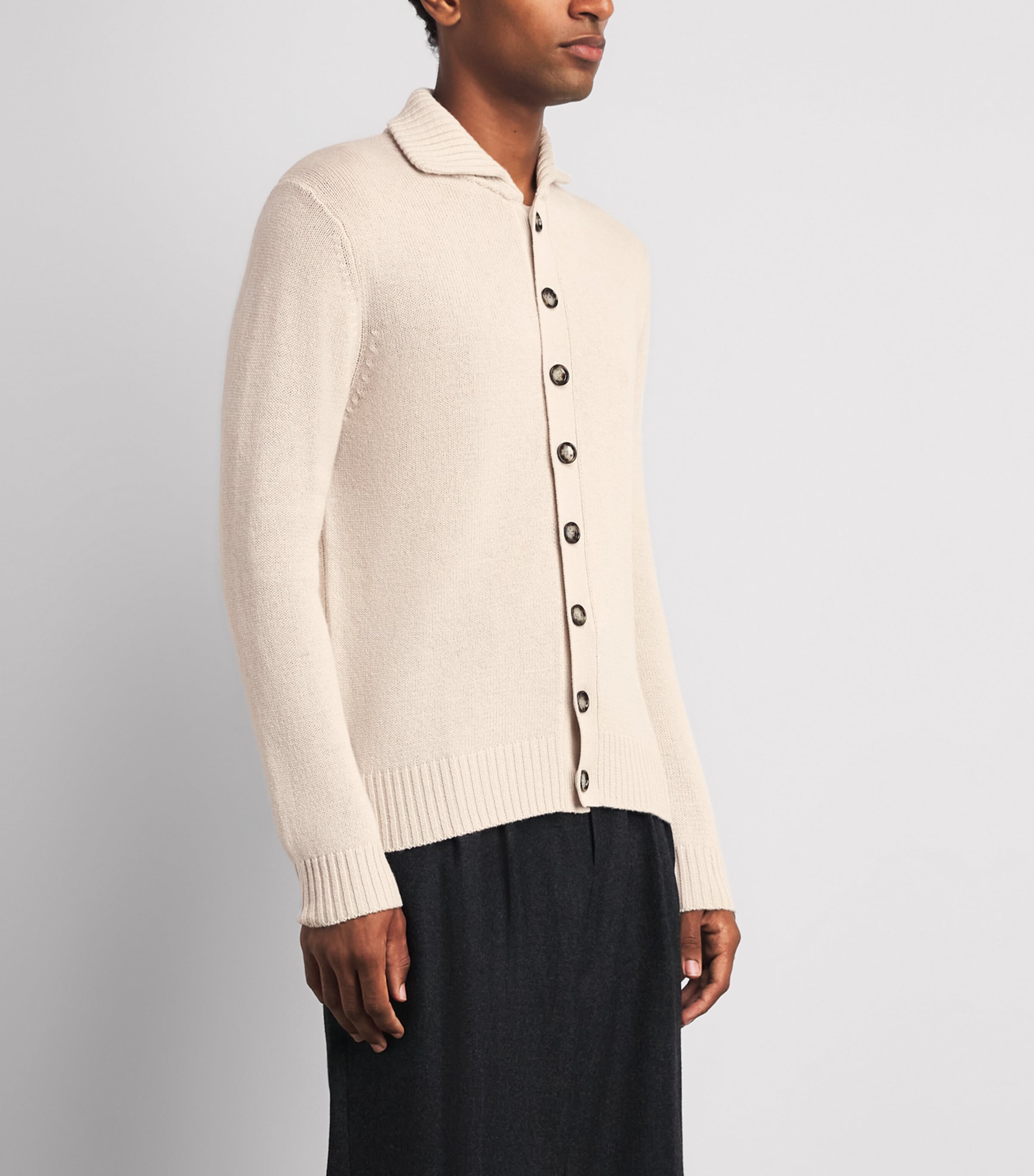 Allude Mens Wool-Cashmere Collared Cardigan Image 4