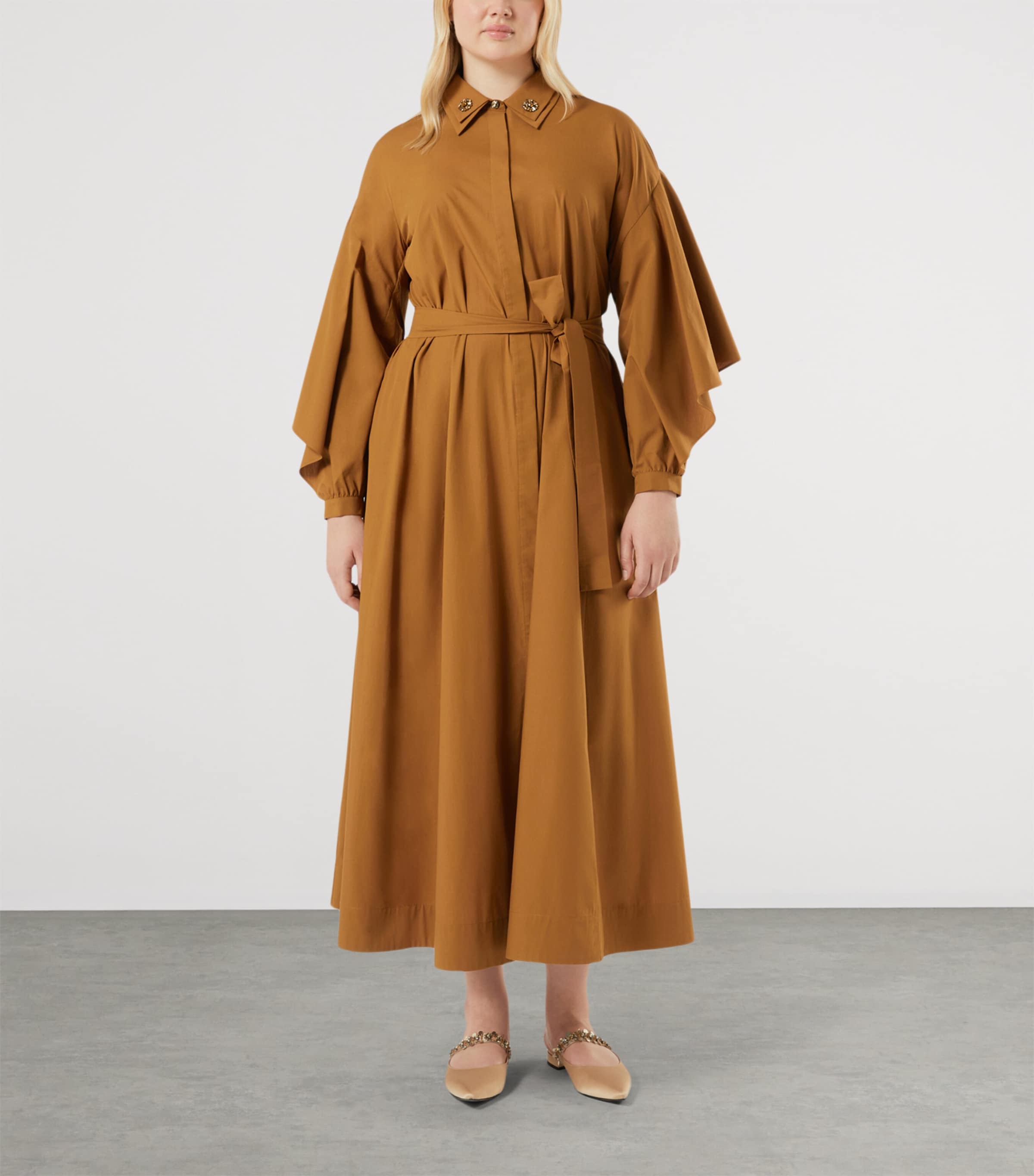 Marina Rinaldi Womens Cotton Belted Midi Dress Siena Image 3