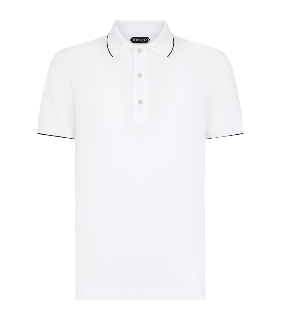 TOM FORD Mens Contrast-Trim Polo Shirt Wna Image 1