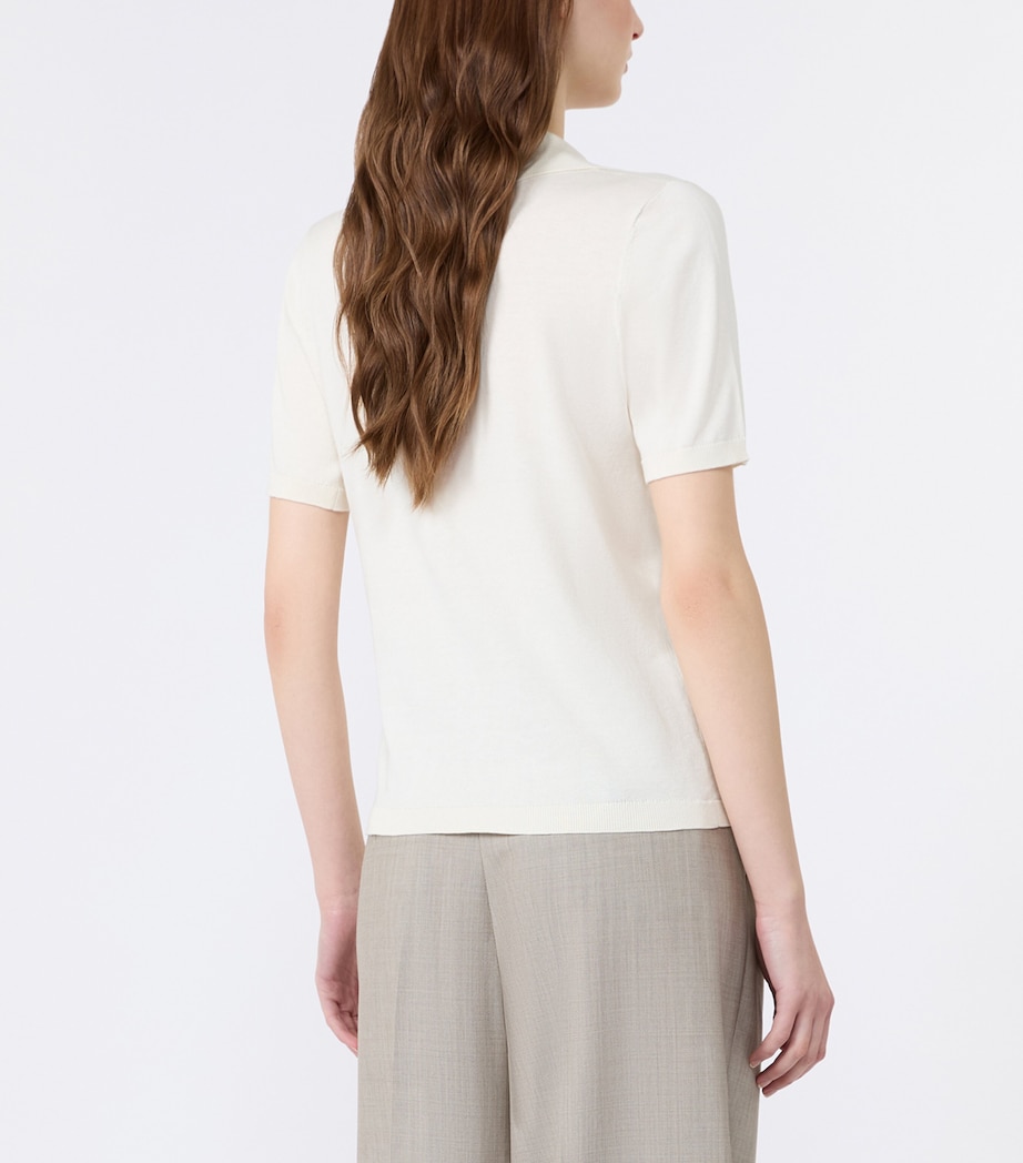 Weekend Max Mara Womens Silk-Cotton Polo Shirt Ecru Image 3