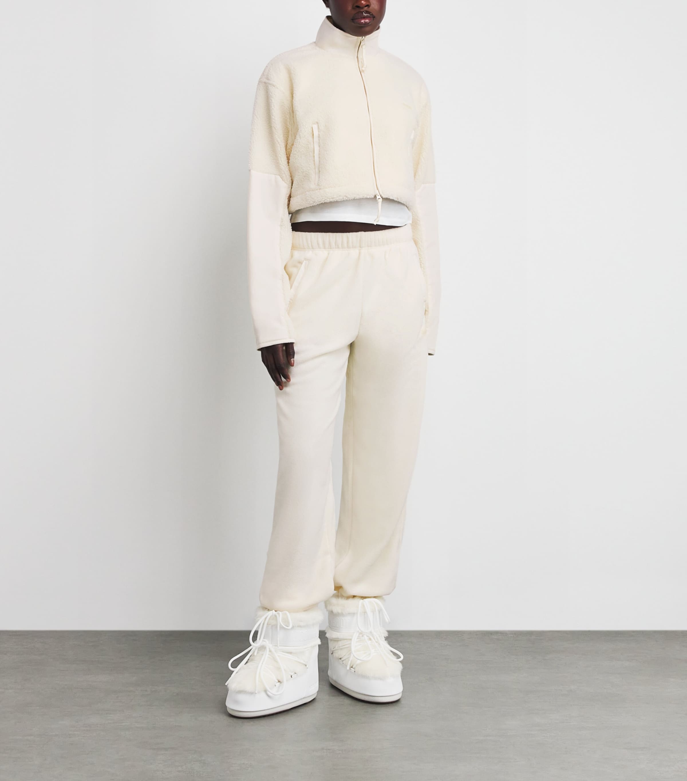 Teddy Cropped Zip-Up Jacket ECRU Image 2