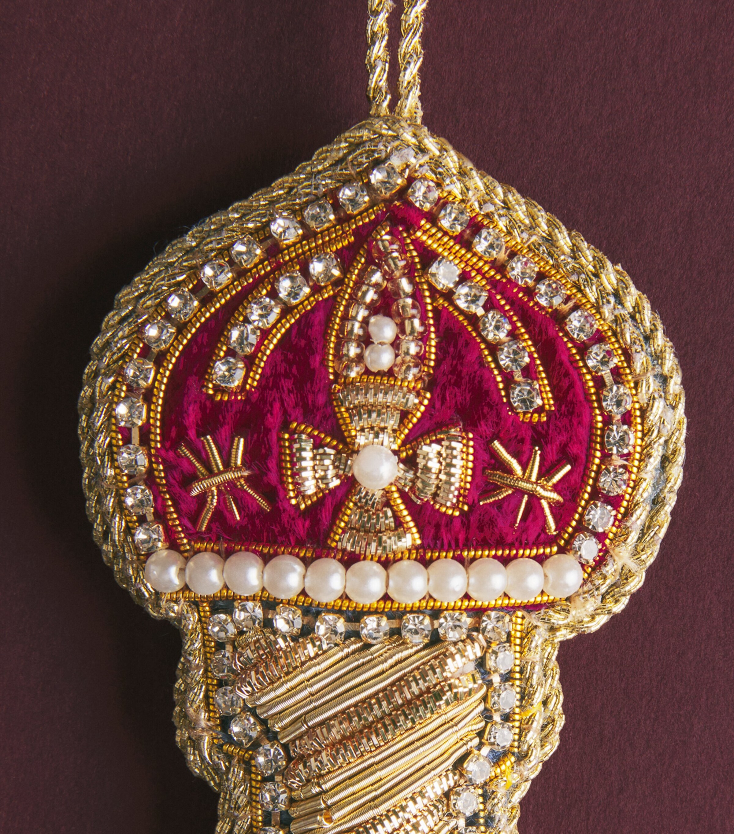 Tinker Tailor Velvet Crystal Letter L Tree Decoration Navy, Gold & Wine Image 2